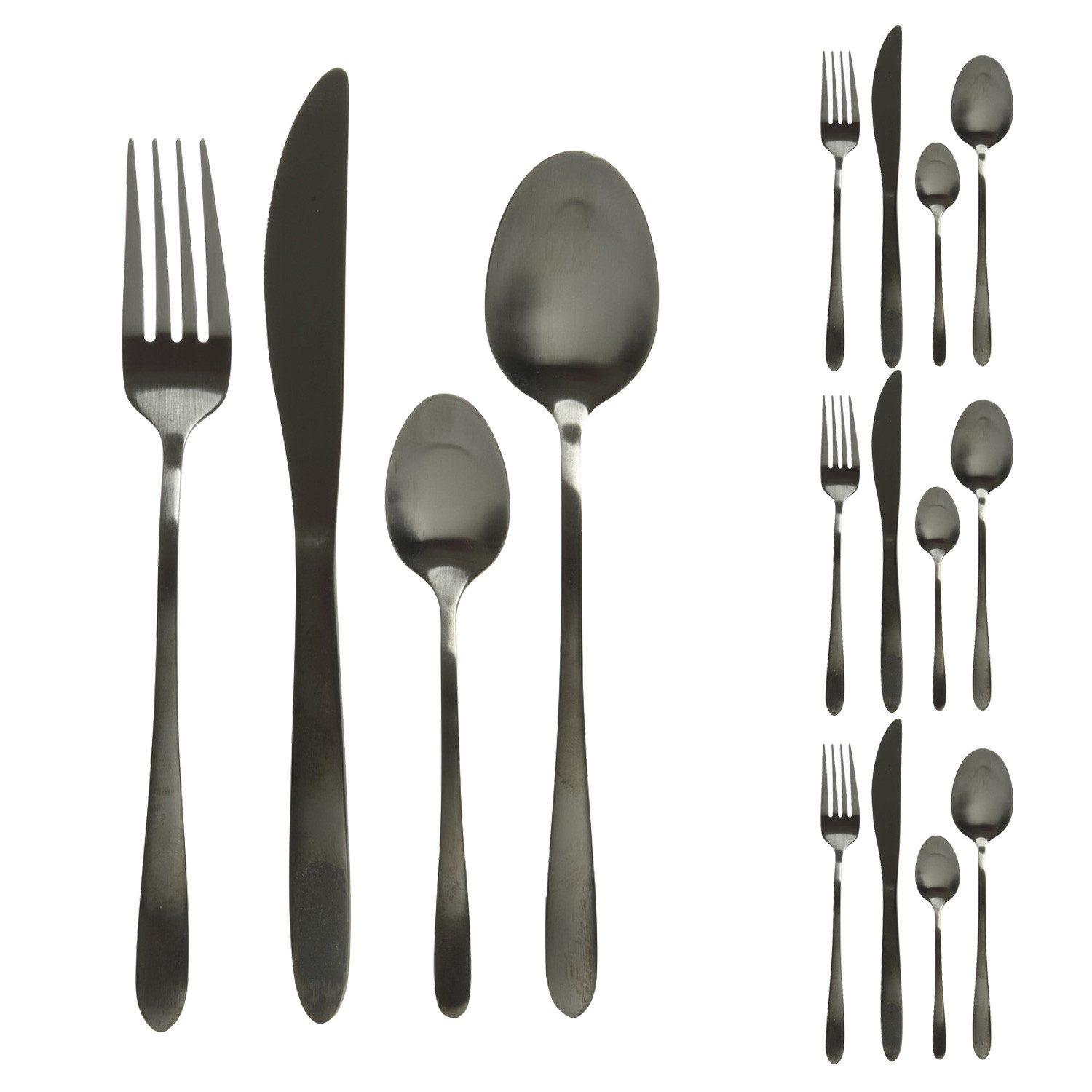 MARELIDA Besteck-Set Besteck Set BRIT für 4Personen Edelstahl Tafelbesteck 16teilig schwarz (1-tlg), Edelstahl