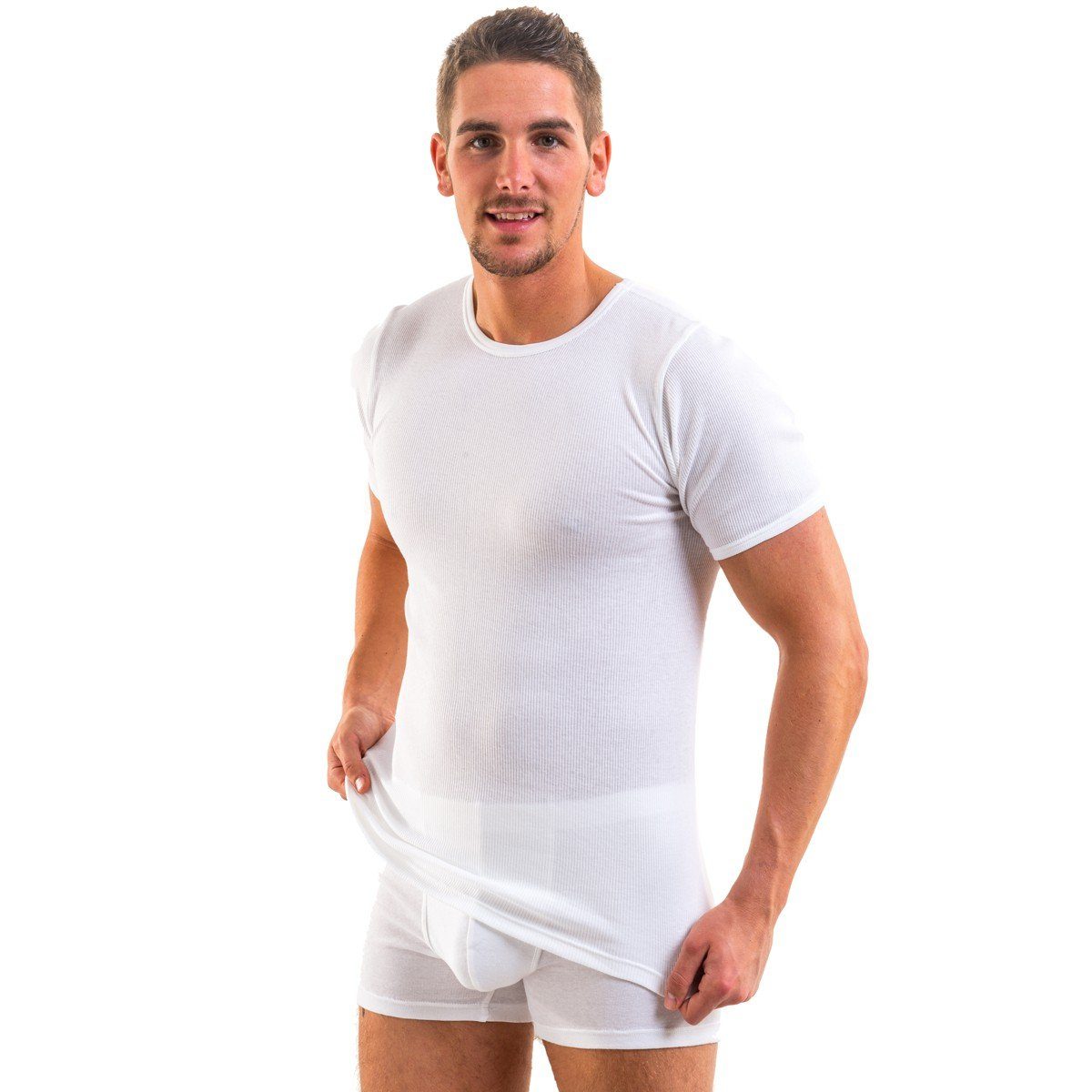 HERMKO Unterziehshirt 3842 kurzarm, 100 % Bio-Baumwolle, Shirt, Doppelripp, große Größen – Bild 4 von 5