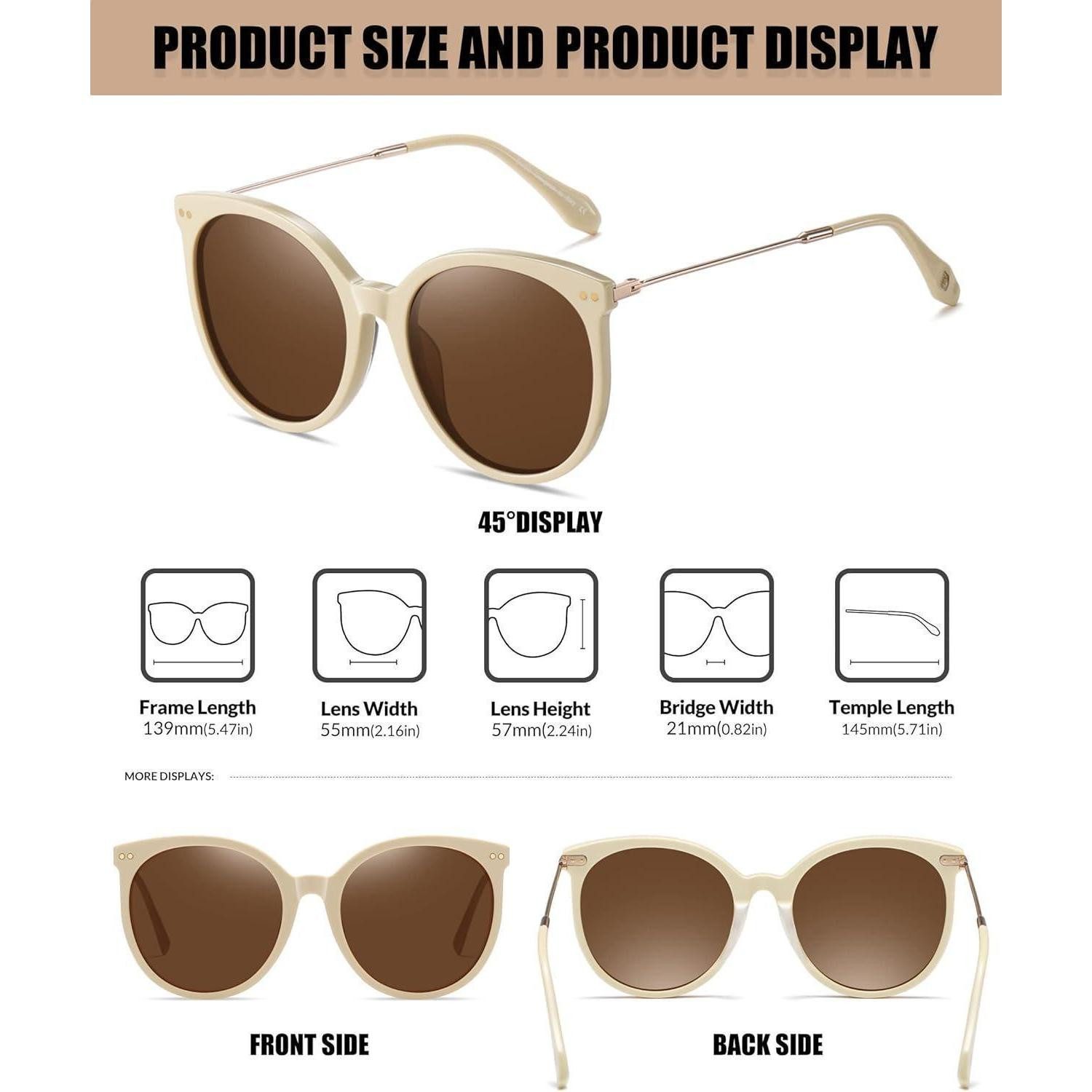 LuxusKollektion Retrosonnenbrille Sonnenbrille Damen rund polarisiert UV400 Acetat Vintage