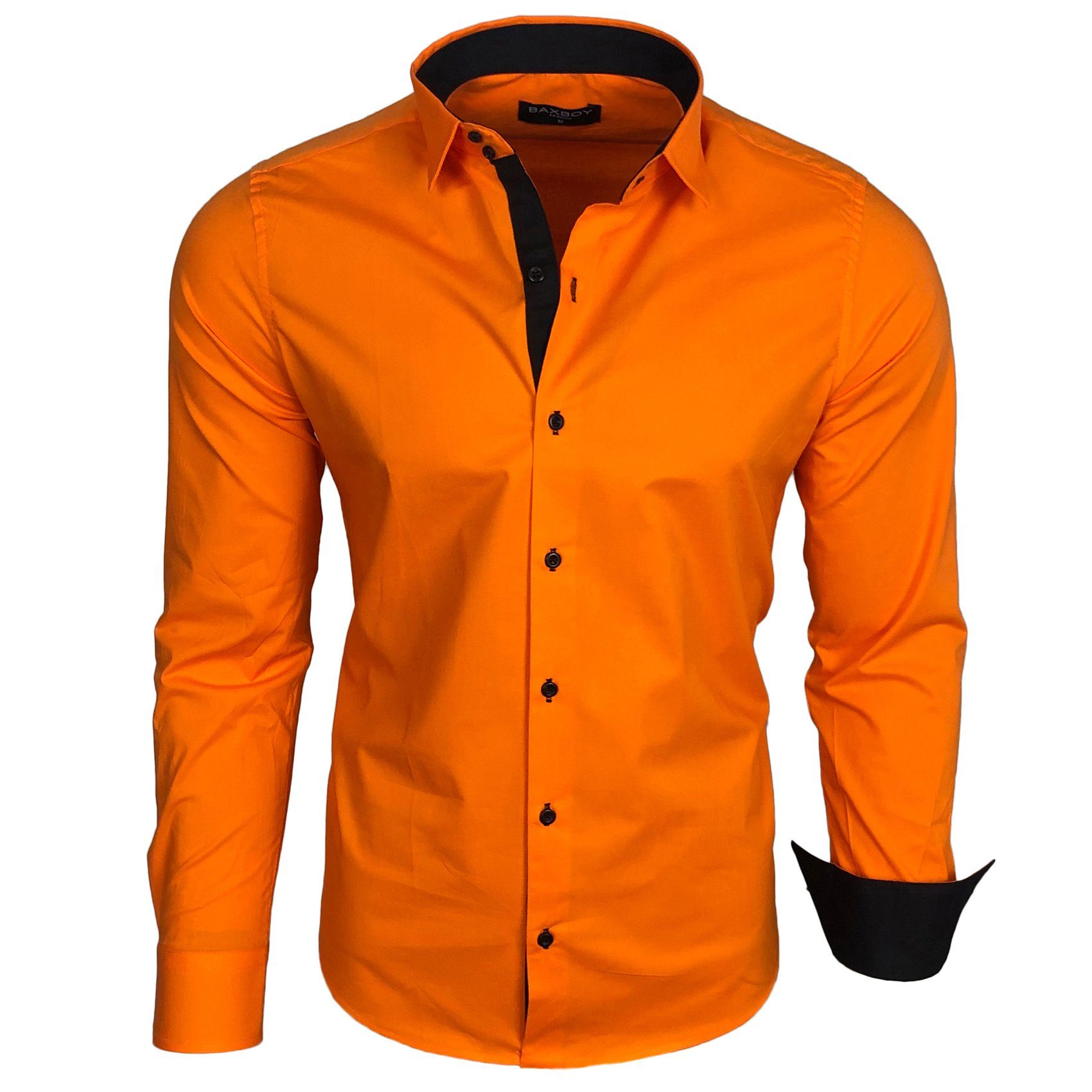 Baxboy Langarmhemd Baxboy Herren Kontrast Hemden Business Freizeit modernes Hemd
