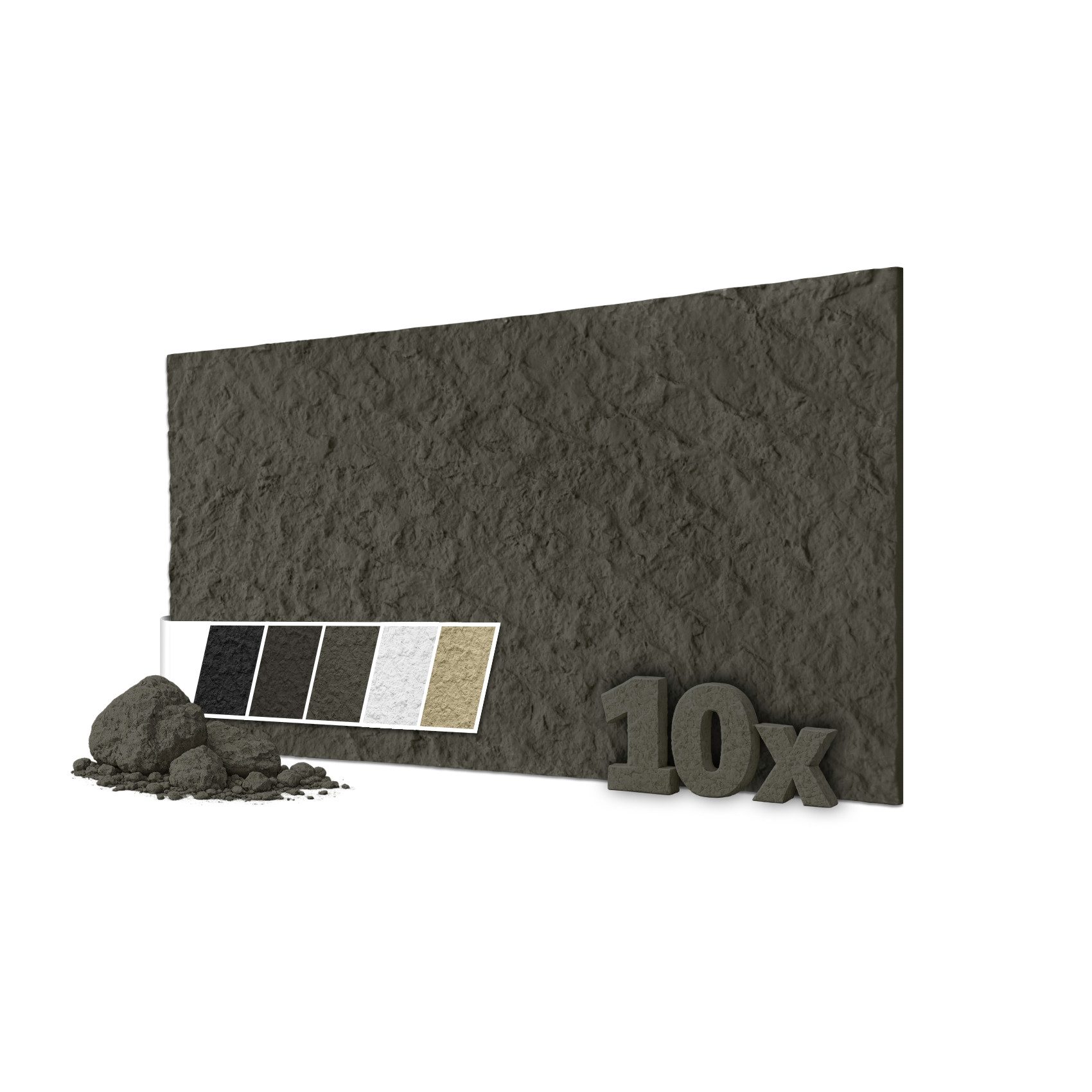 Hexim 3D Wandpaneel, (Steinoptik 10 Stück 120x60cm – Felswand PU Wandverkleidung, Täuschend echte Bruchstein 3D Paneele für Wohnzimmer – 2cm starke Stone Steinplatte grau (7,2m² Grey)