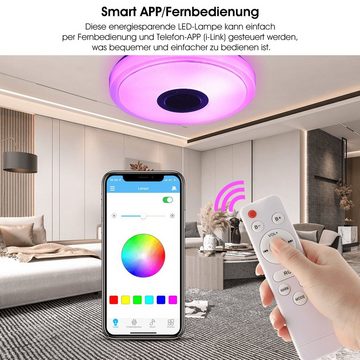 oyajia Deckenleuchte RGB LED Deckenlampe mit Bluetooth Lautsprecher,Dimmbar