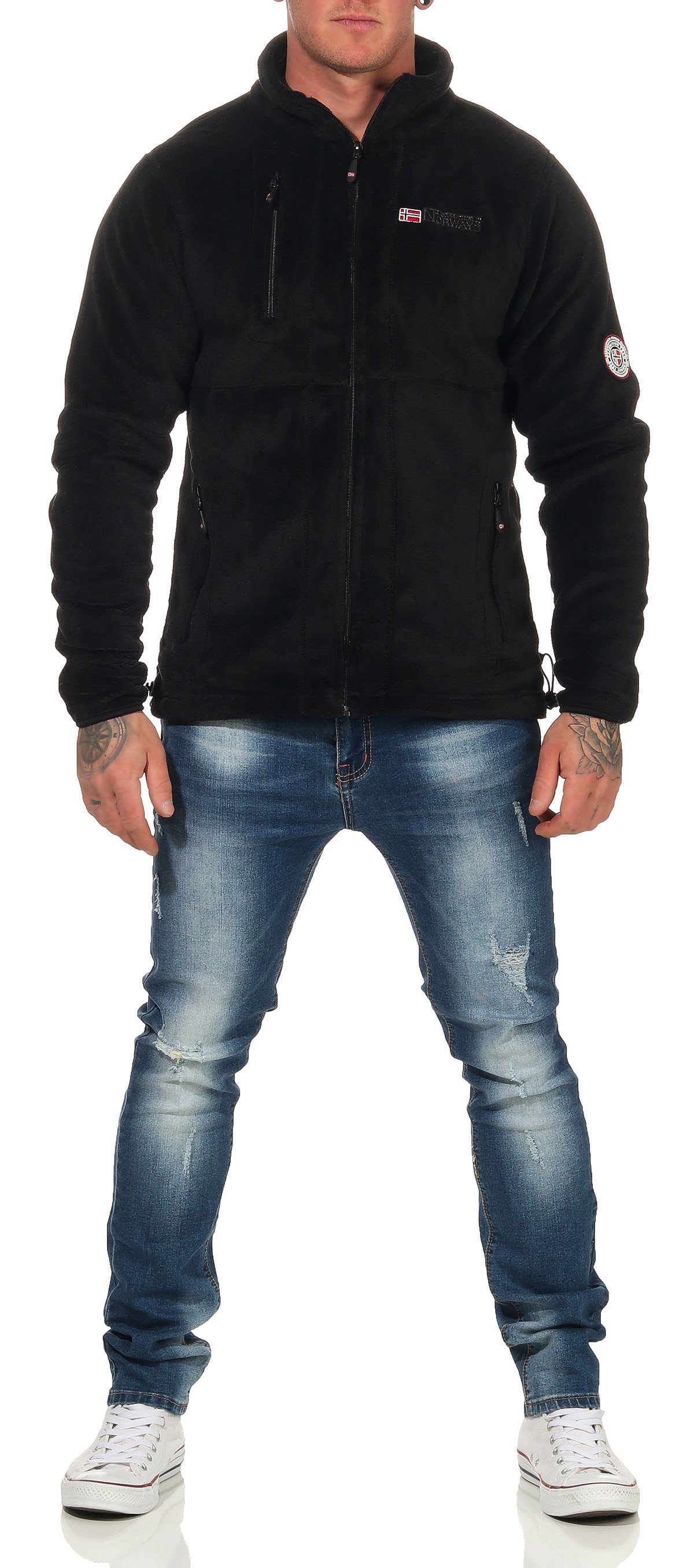 Geographical Norway Fleecejacke Herren Fleecejacke Outdoor Freizeit Jacke Fleece flauschig und warm auch in Großen Größen erhältlich, in Unifarbe, mit Stehkragen