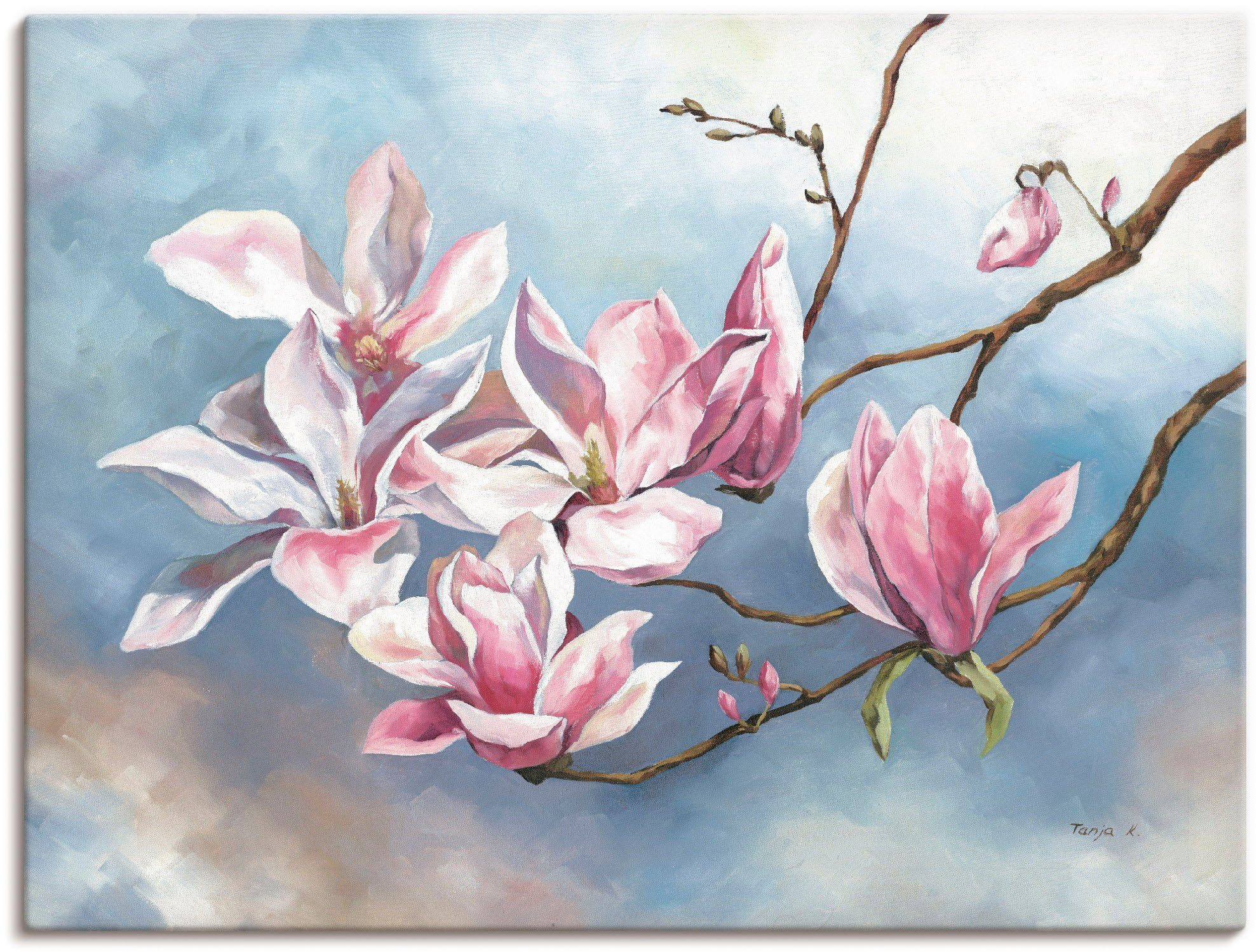 Wandaufkleber versch. Artland Poster Wandbild Blumen als in Leinwandbild, St), Alubild, (1 Magnolienzweig, oder Größen