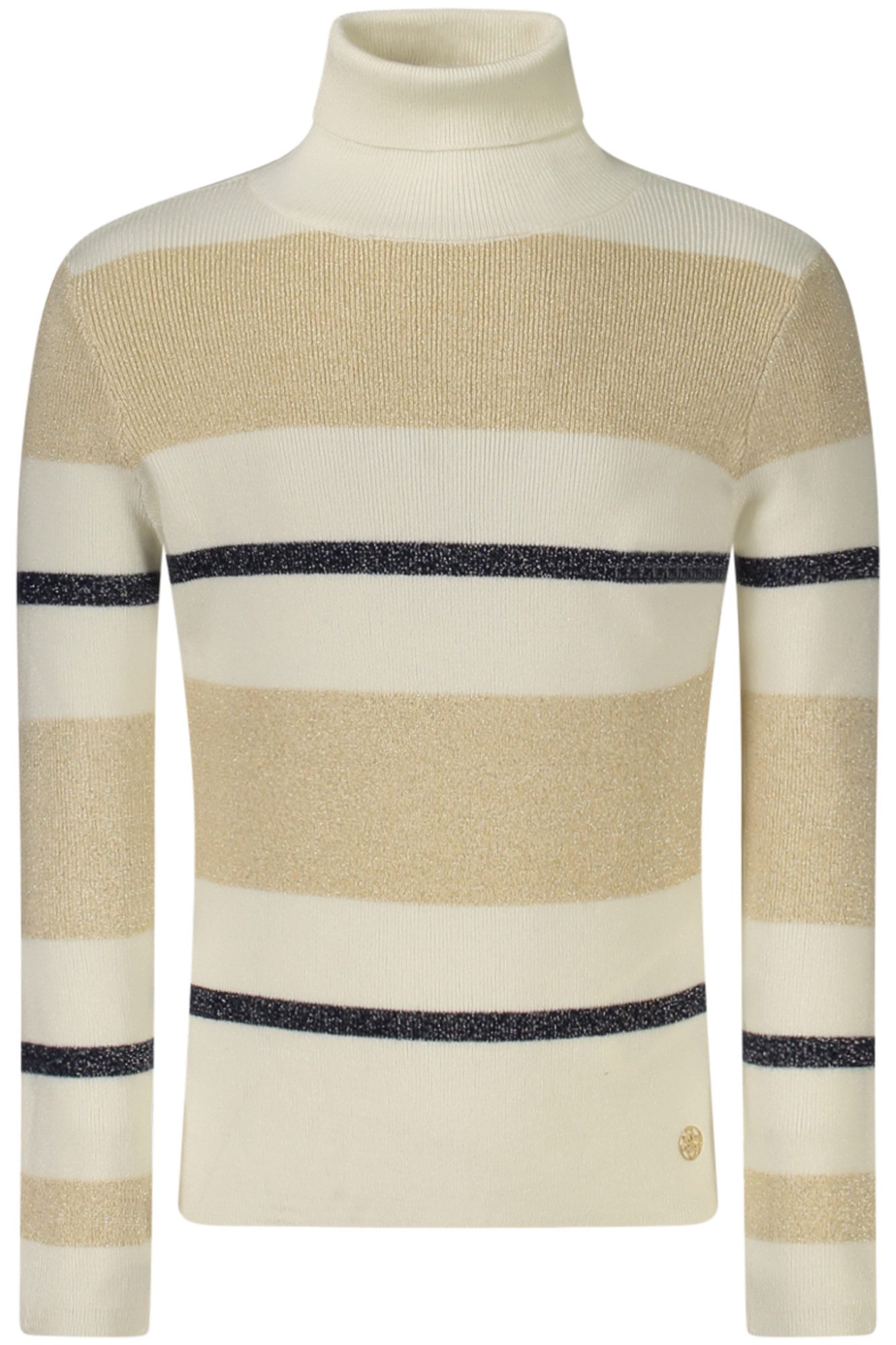 GUESS JEANS Strickpullover Beiger Mädchenpullover mit Rollkragen und Kontrastdetails