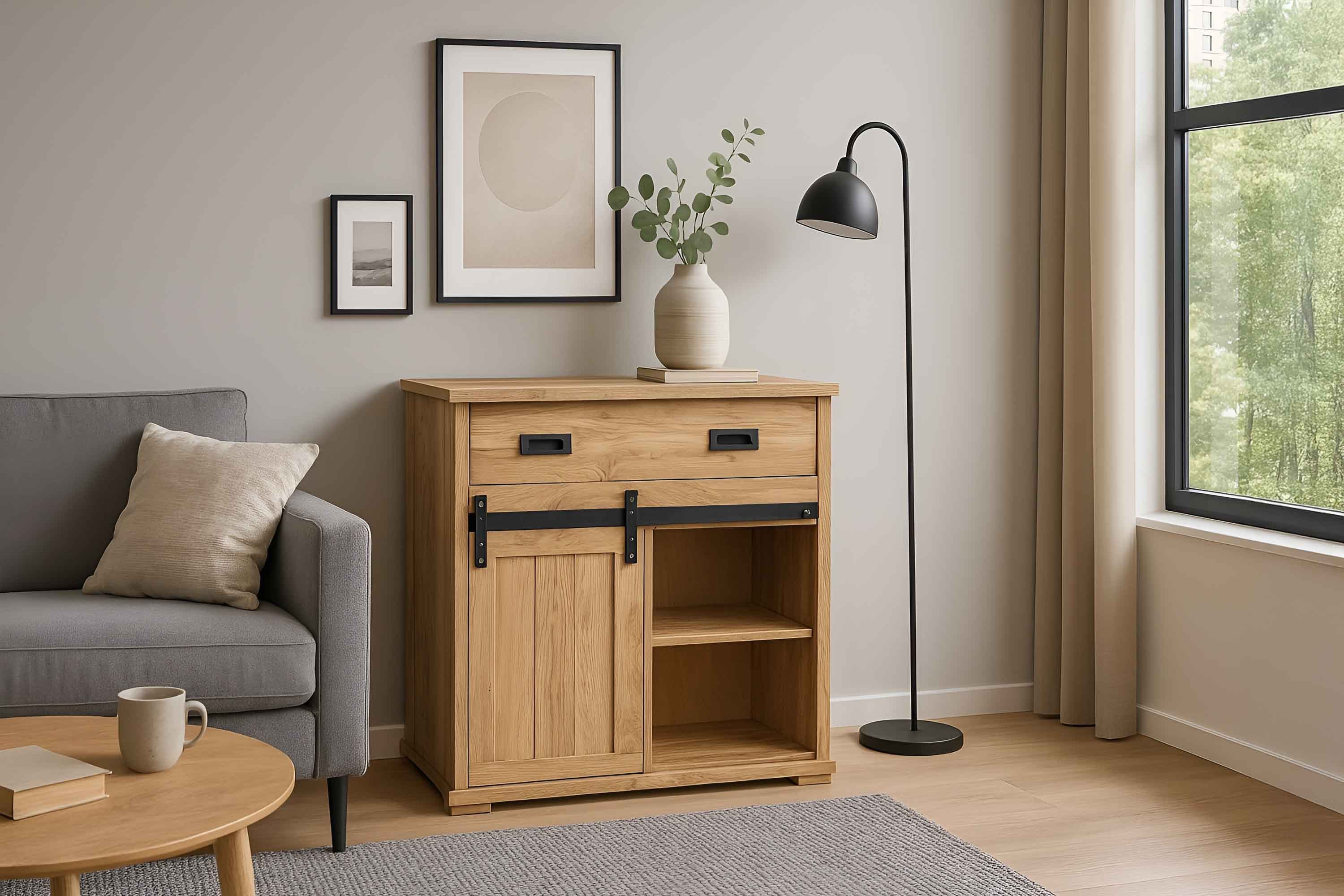 SAM® Sideboard Fritz, Akazienholz, mit Baumkante oder gerader Kante, Indust günstig online kaufen
