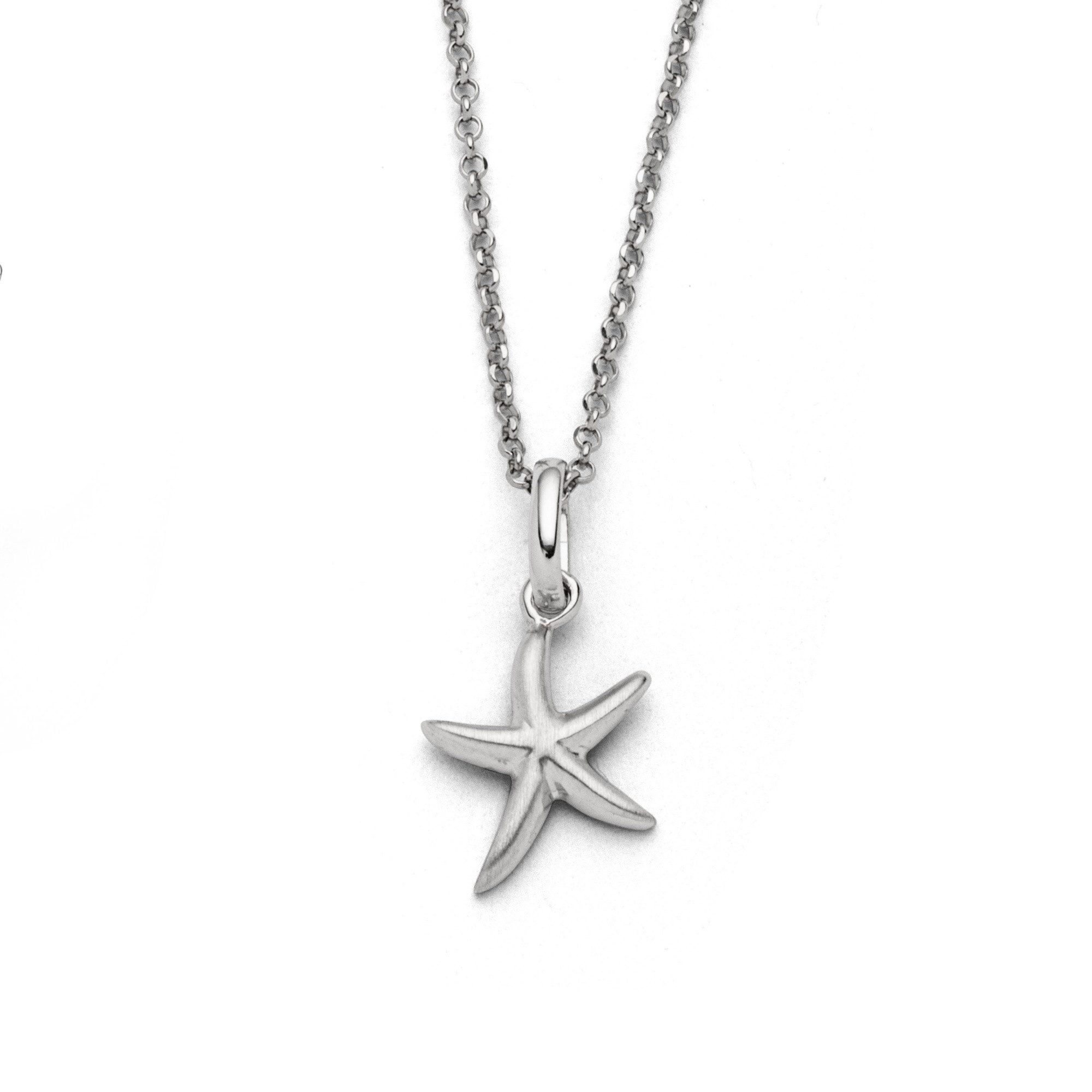 DUR Kette mit Anhänger Halskette K3017 Seestern 925 Silber rhodiniert 45 cm maritim