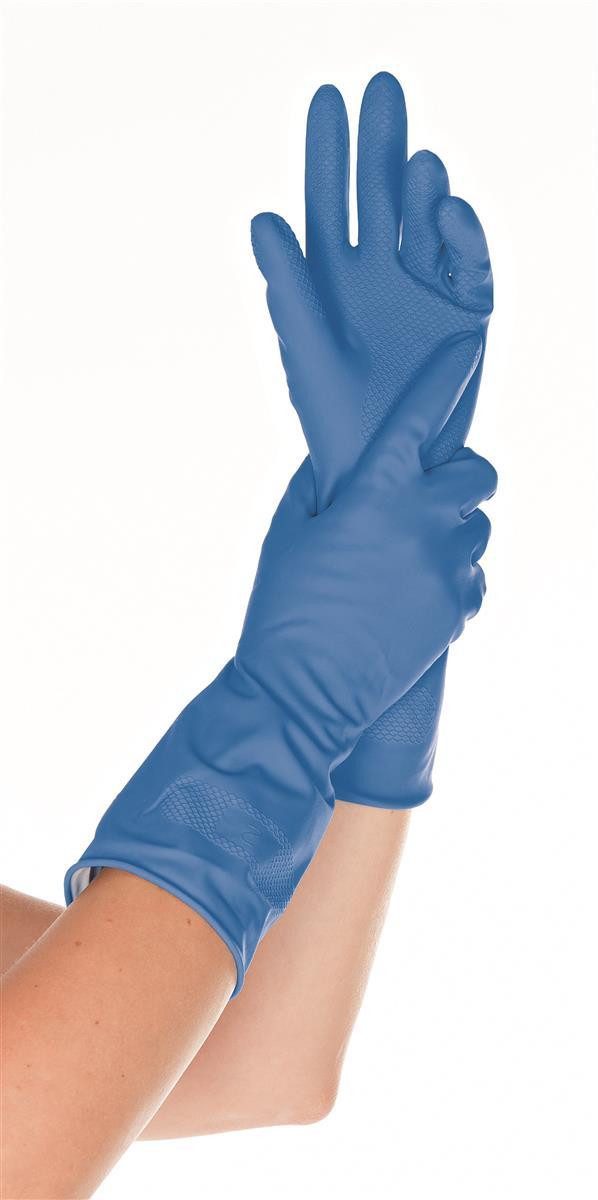 HYGOSTAR Baumwollhandschuhe 25906 Haushaltshandschuhe Bettina blau Gr. 10/XL Latex beflockt