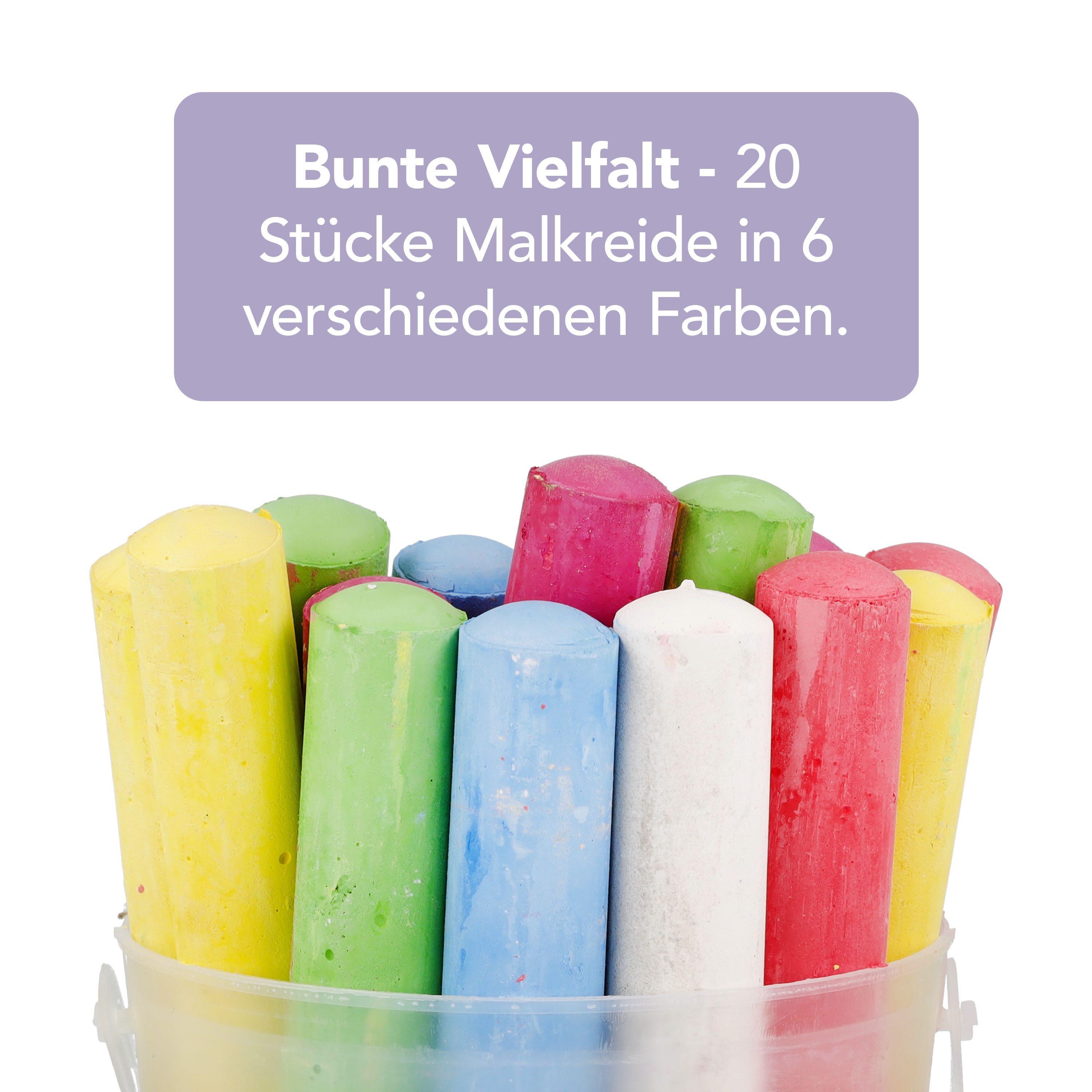WESTCOTT Malkreide Straßenmalkreide (2er Set), 2 x 20 Stück Straßenkreide für Kinder, (Vorteilspack, 2-tlg), leicht abwaschbar
