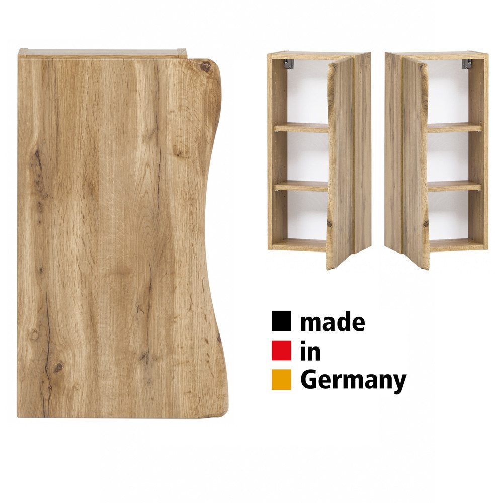 Lomadox Hängeschrank KAHLA-03 Badezimmer 30 cm mit Baumkantenoptik in Wotan Eiche Nb. 37,5/64/20 cm