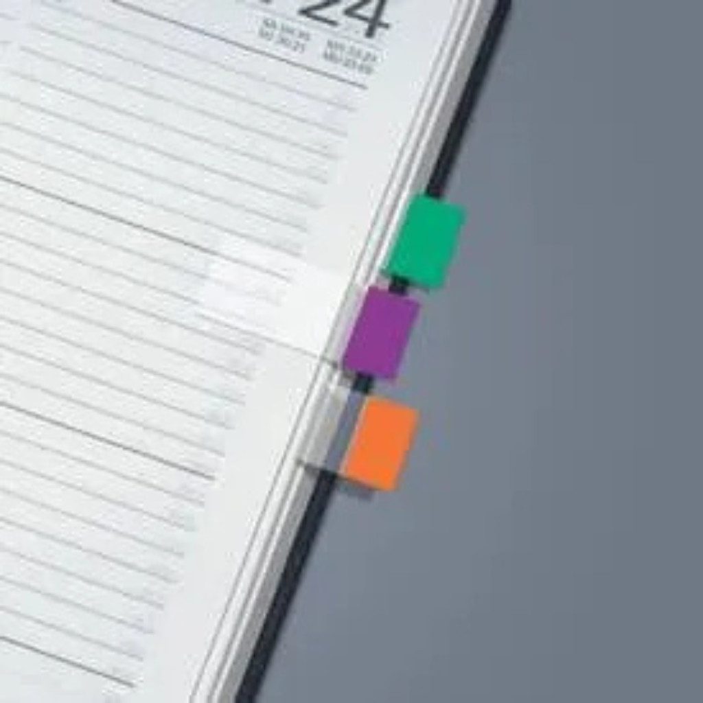 Sigel Haftnotizblock Haftmarker Transparent 50 x 80mm mint/orange/violett/türkis, Farbenfrohes Notizzettel-Set im praktischen Format