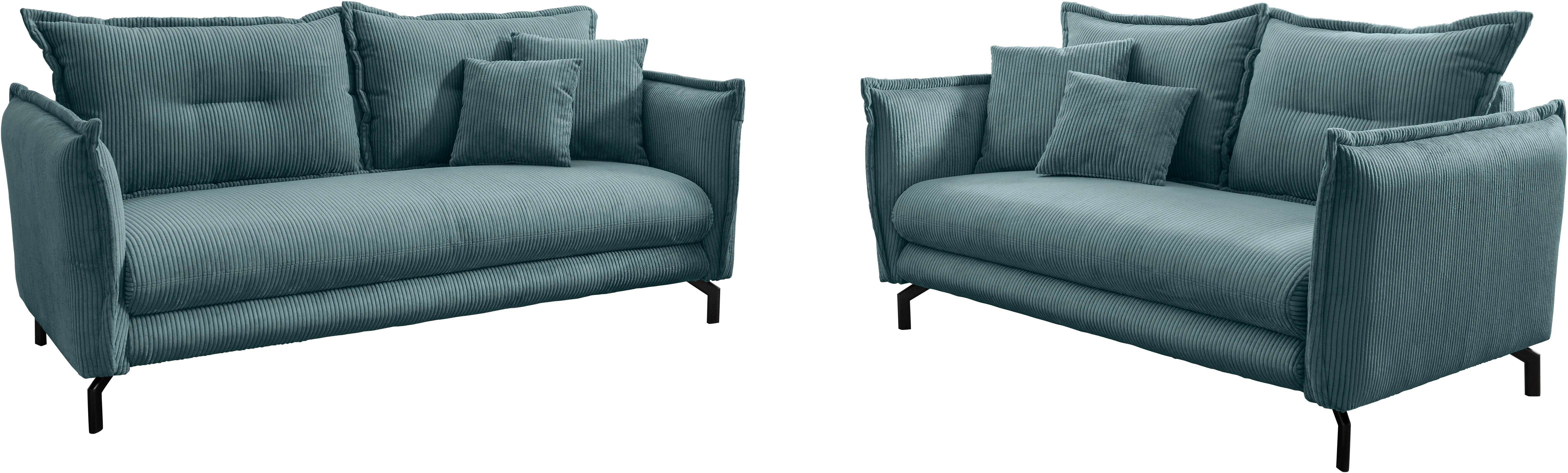 Home affaire Sitzgruppe LAVA modern und elegant, aktuelle Kissenoptik, (2-tlg., 3-Sitzer und 2-Sitzer), Armlehnen verstellbar