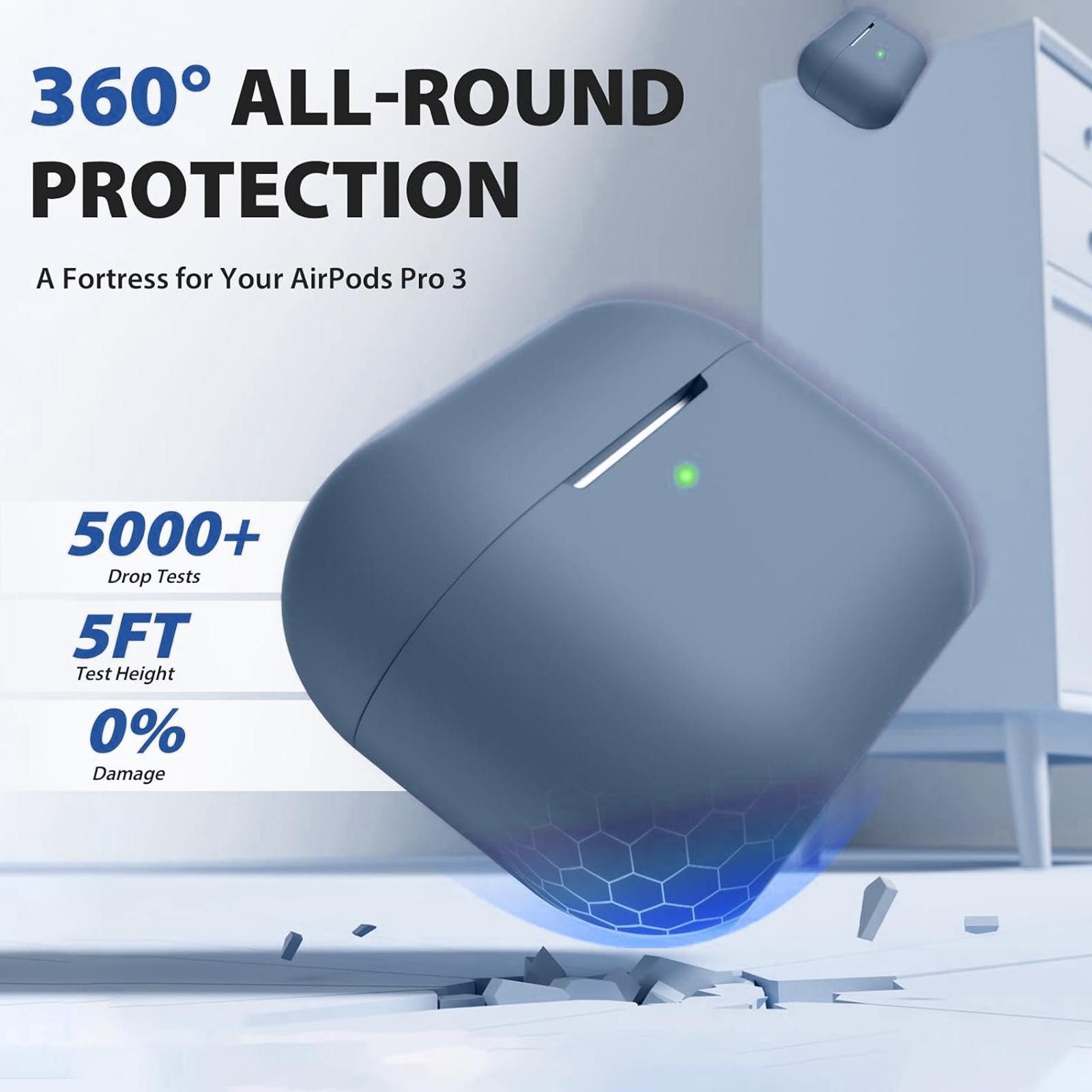 CoolGadget Kopfhörer-Schutzhülle für AirPods Pro 2 Silikon, Stoßfest Clip Karabiner kabelloses laden Case Schutz Cover – Bild 5 von 5