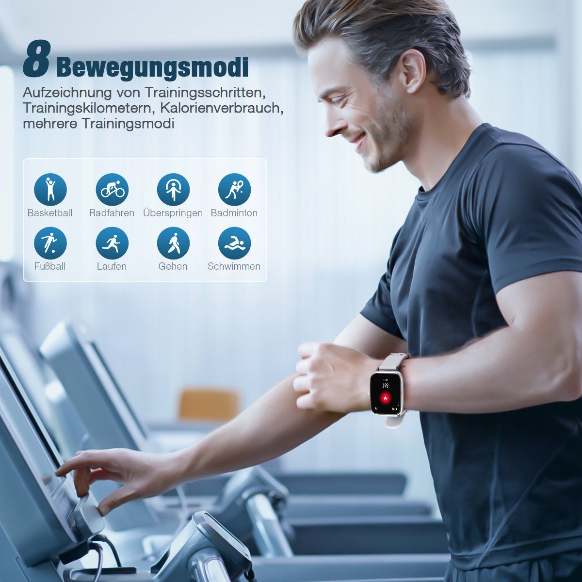 (Fitnessuhr Touch Voll HD Anrufe, Wasserdicht,1.70" mit Blau Zoll) Uhren Bluetooth Fitnessuhr mit ombar iOS/Android für Screen Notiz,Smartwatch Fitness Damen Watch Tracker Voll Uhr 1.7" Telefonfunktion/WhatsApp Blutsauerstoff/Pulsmesser/Sportuhr/Schrittzähler/Schlafmonitor Aktivitätstracker Herren Smartwatch cm/1.7 usw IP67 mit Tracker SmartWatch Touchscreen