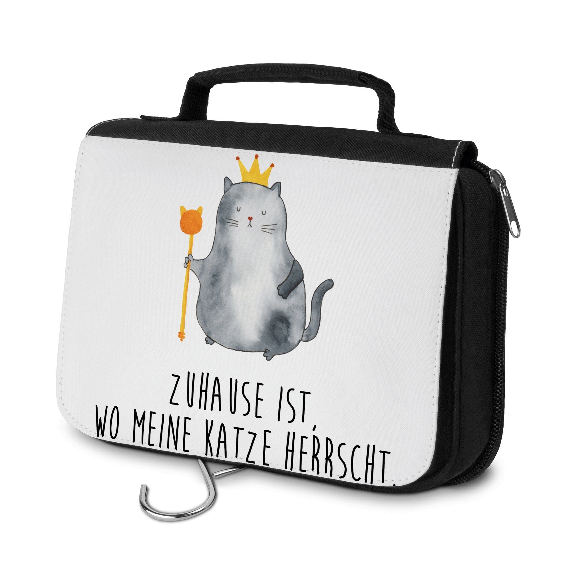 Mr. & Mrs. Panda Kulturbeutel Katzen Koenig - Weiß - Geschenk, König, Schminkutensil, Katzendeko, K (1-tlg)