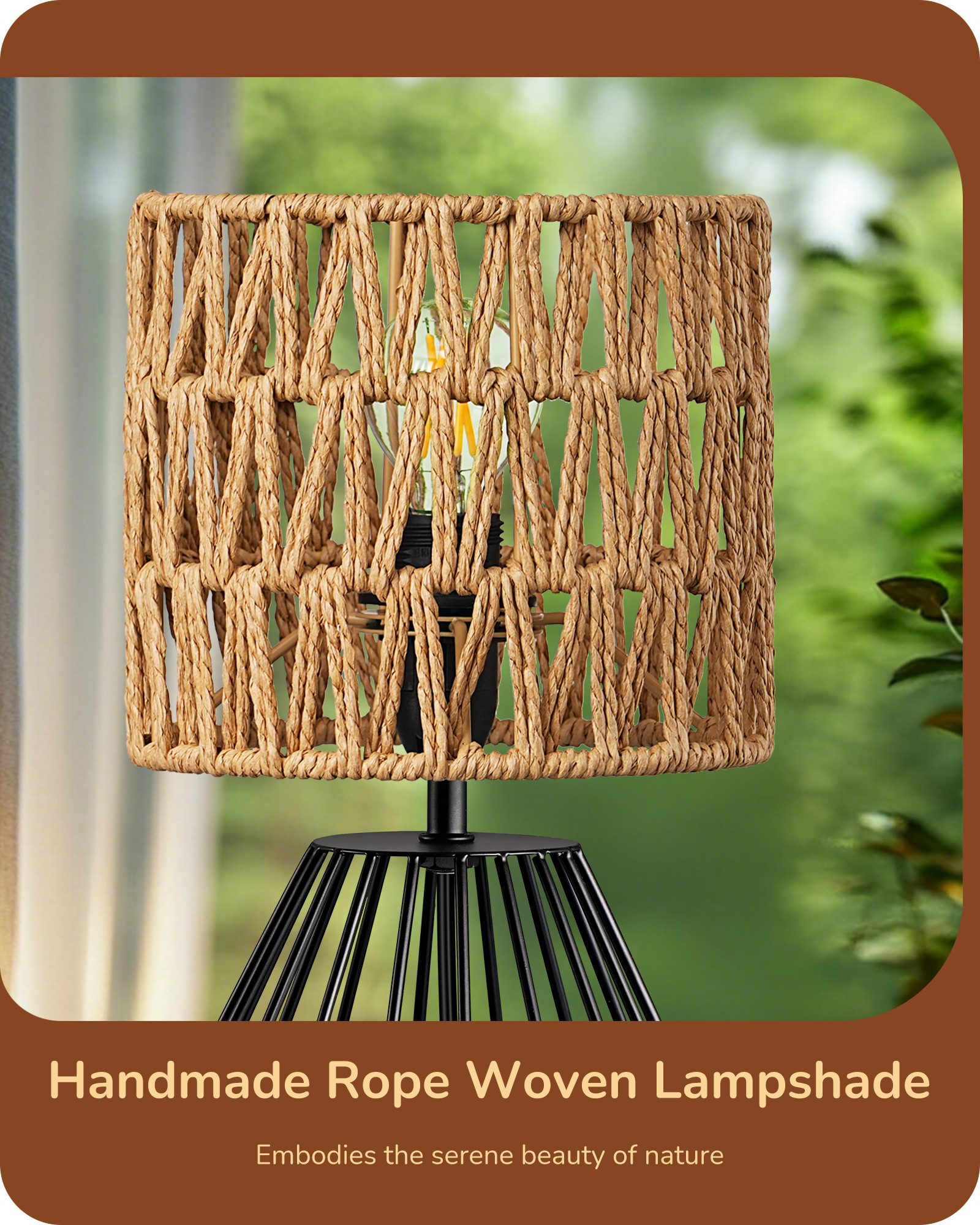 EDISHINE Nachttischlampe Dekolampe H29 cm mit Metallfuß, LED wechselbar, 2700 K Warmweiß, Vintage Tischleuchte mit E14 Leuchtmittel
