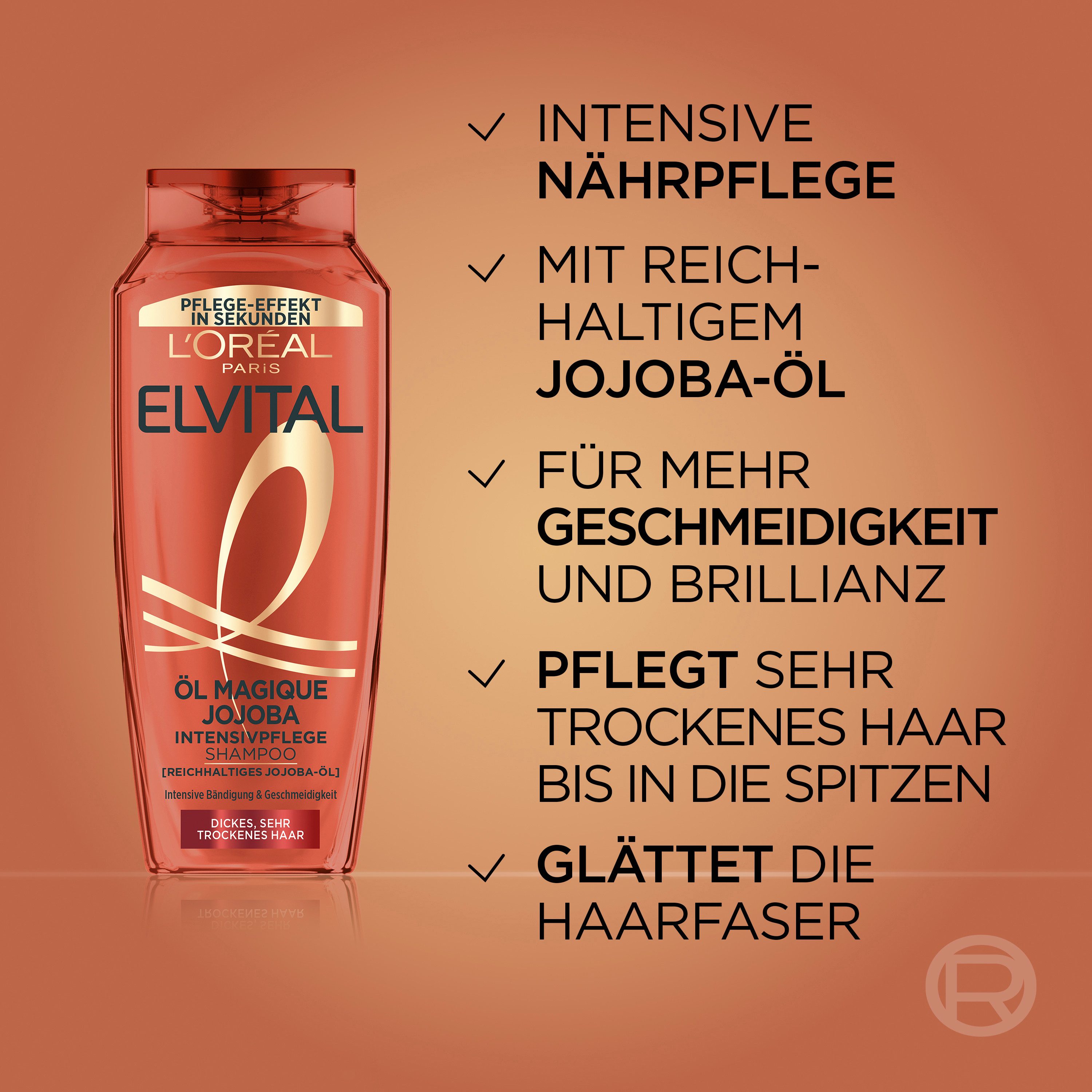L'ORÉAL PARIS Haarshampoo L'Oréal Paris Elvital Öl Magique Jojoba Shampoo, Packung, 6-tlg., Für sehr trockenes Haar, kraftvolle Formel mit Jojoba-Öl. – Bild 4 von 5