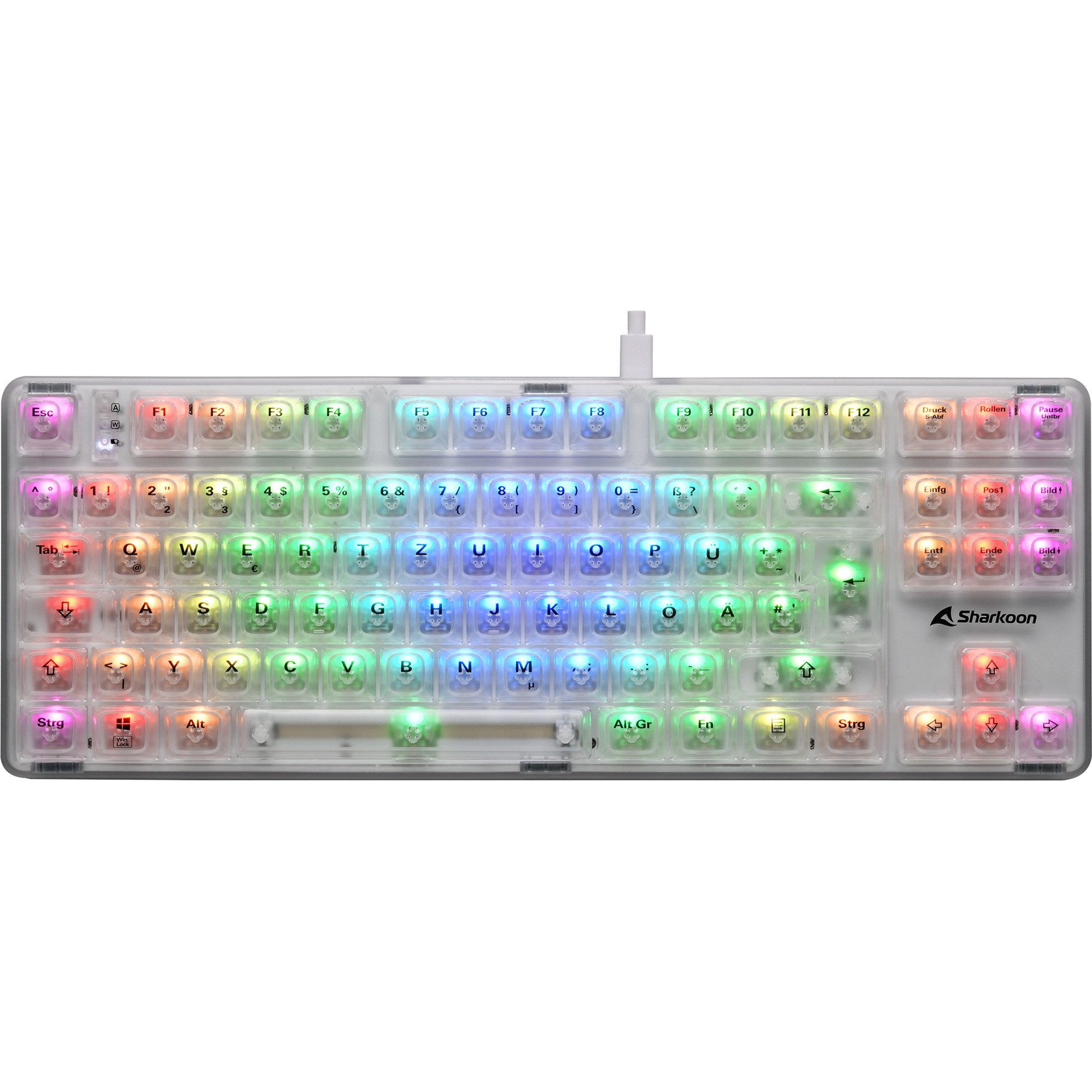 Sharkoon Gaming Tastatur Crystal Shark weiß DE – Bild 2 von 5