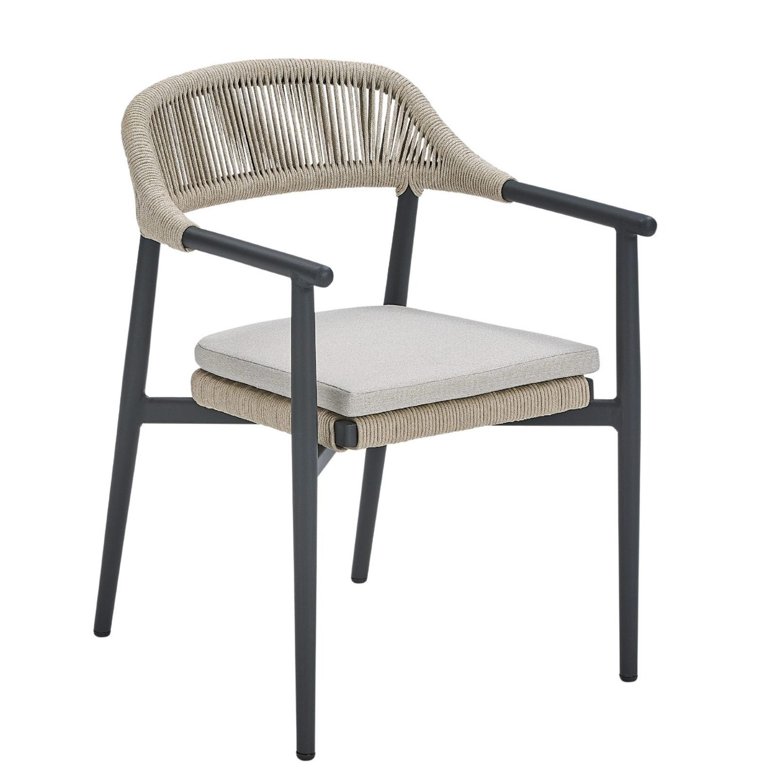 CASA DOMA Gartenstuhl Terni (Gestell Aluminium anthrazit), stapelbar, Sitz- und Rückenfläche Rope, inkl. Sitzkissen