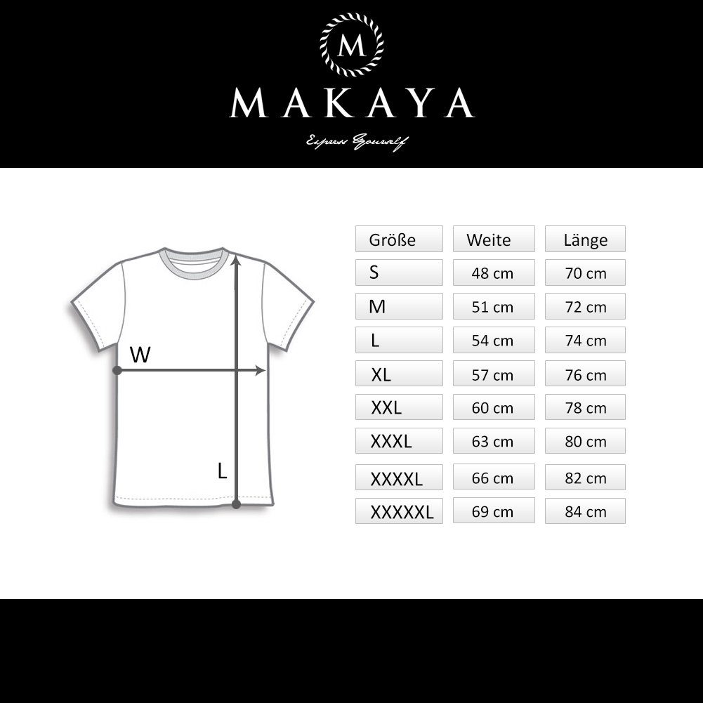 MAKAYA Print-Shirt Bekleidung Geschenke Kurzarm Aufdruck Herren Druck Blaugrau Baumwolle, mit Männer Motor aus Motiv V8