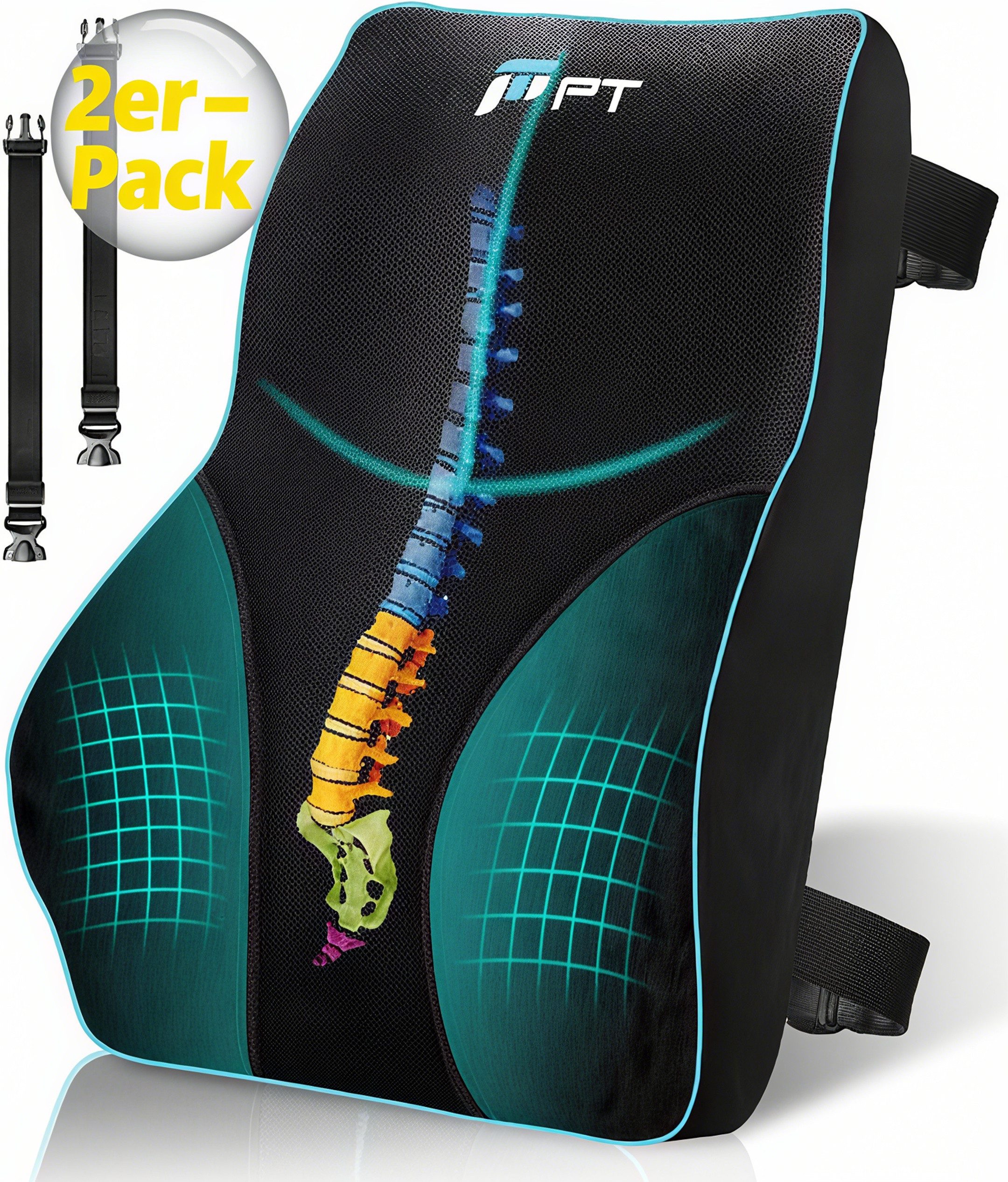 Rückenkissen Lendenkissen Rückenlehne, Memory Foam Rückenstützkissen Lordosenstütze