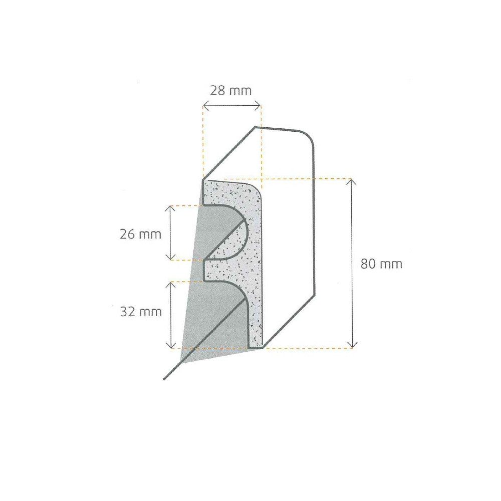 Kosche Sockelleiste Rohrsockelleiste MDF weiß 28 x 80 x 2600 mm, L: 260 cm