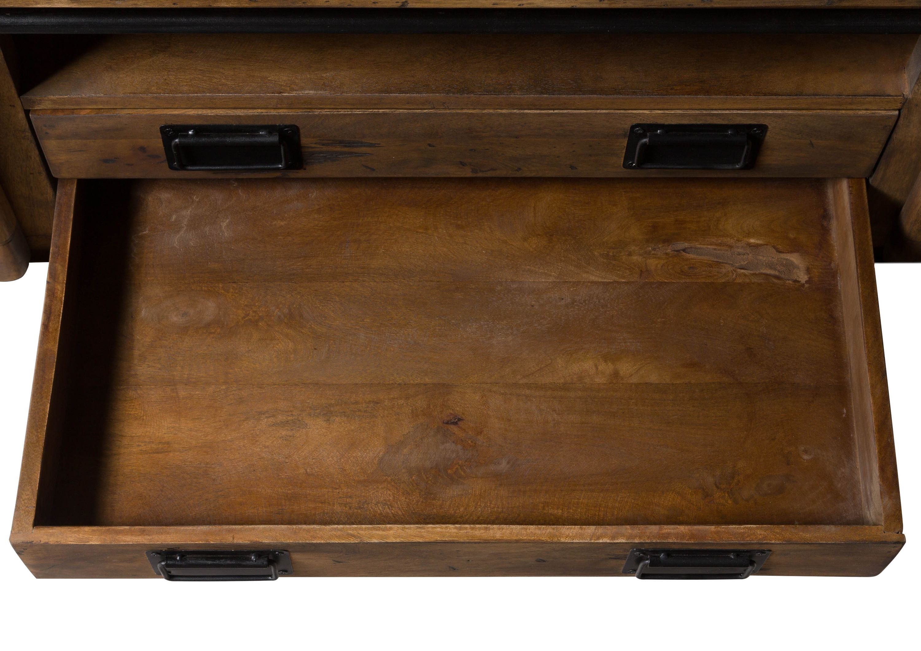 Massivmoebel24 TV-Board RAILWAY (Massivholz), Mango 180x55x50 braun lackiert RAILWAY #446