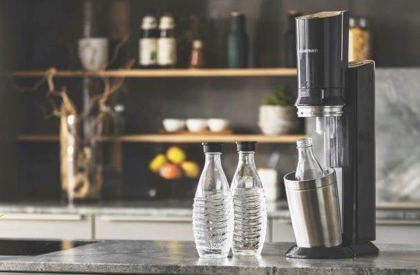 SodaStream Wassersprudler »Crystal« Mega-Bundle, Wassersprudler, Abtropfhalter, Flaschenbürste CO2-Zyl., (7-tlg), Glaskaraffen