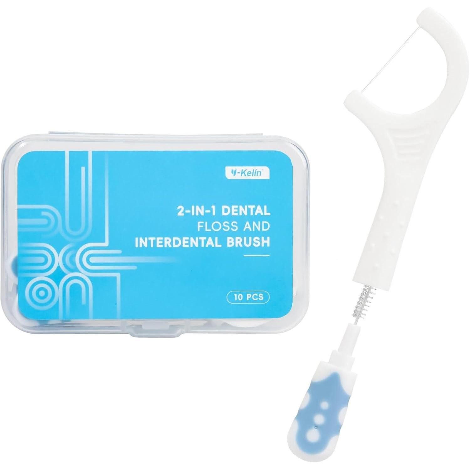 LuxusKollektion Zahnseide-Stick 2-in-1 Zahnseide Interdentalbürste 10 Stück Zahnreinigung Tragbar
