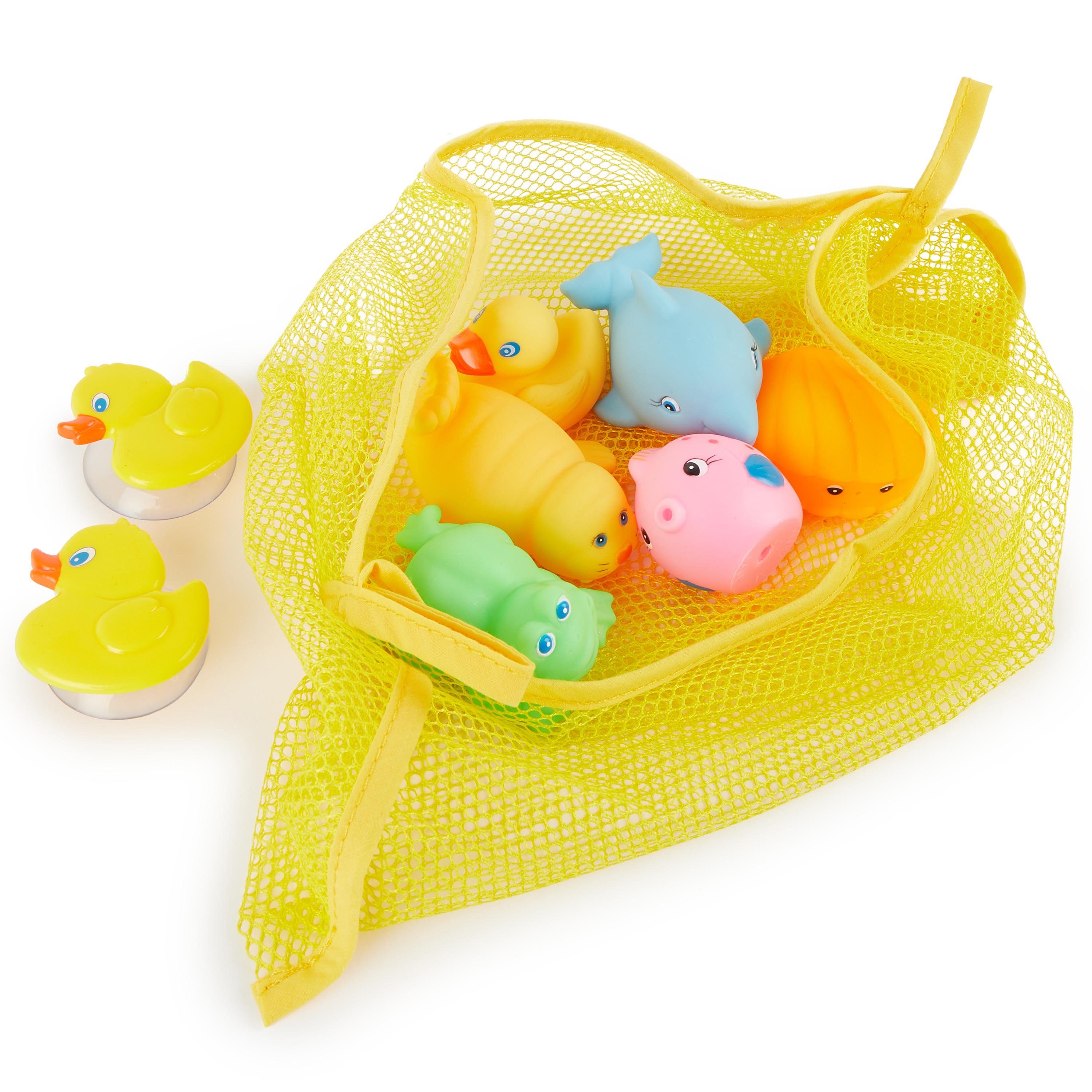 BIECO Badespielzeug Bieco Badespielzeug Baby 7er Set inkl. Netz Wasserspielzeug Badewanne Badewannenspielzeug ab 1 Jahr Buntes Tiere Spielzeug Badewanne für Babys Badewannen Spielzeug Kinder Baby Bath Toys