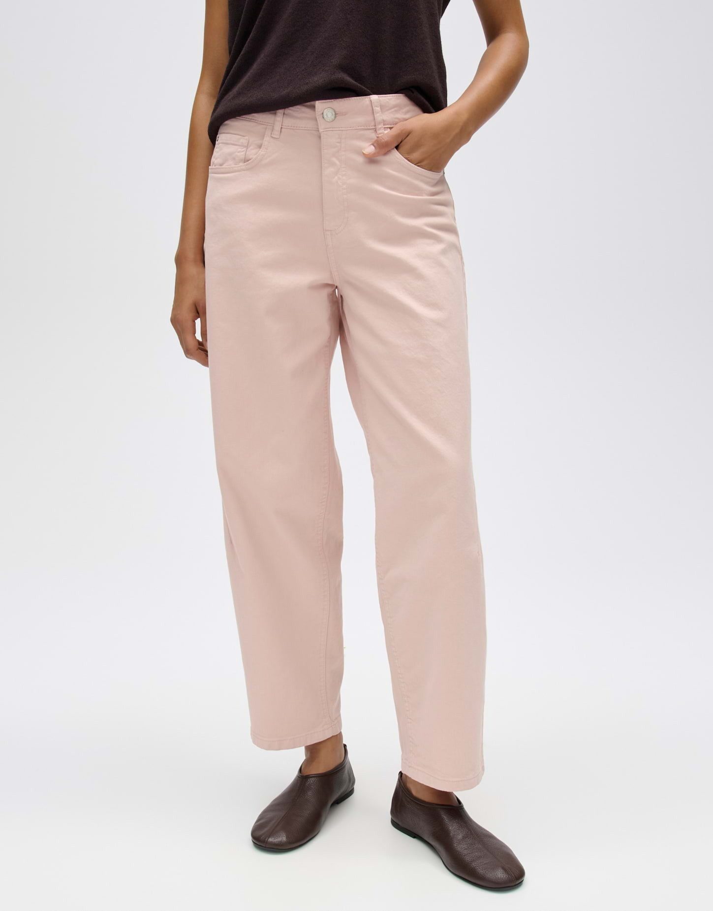 OPUS Relax-fit-Jeans Barrel Jeans aus BCI Cotton Mix Mid Rise Weicher Griff, 5-Pocket-Design, verdeckter Zip-Fly