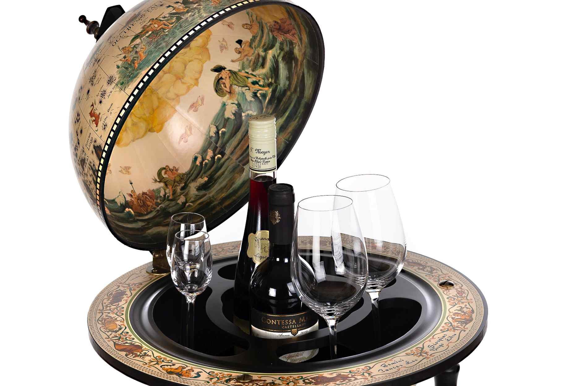 BIRENDY Dekoobjekt Hausbar Barwagen 3301WB Schwarzweiß 100cm Globusbar Bartisch Weltkugel