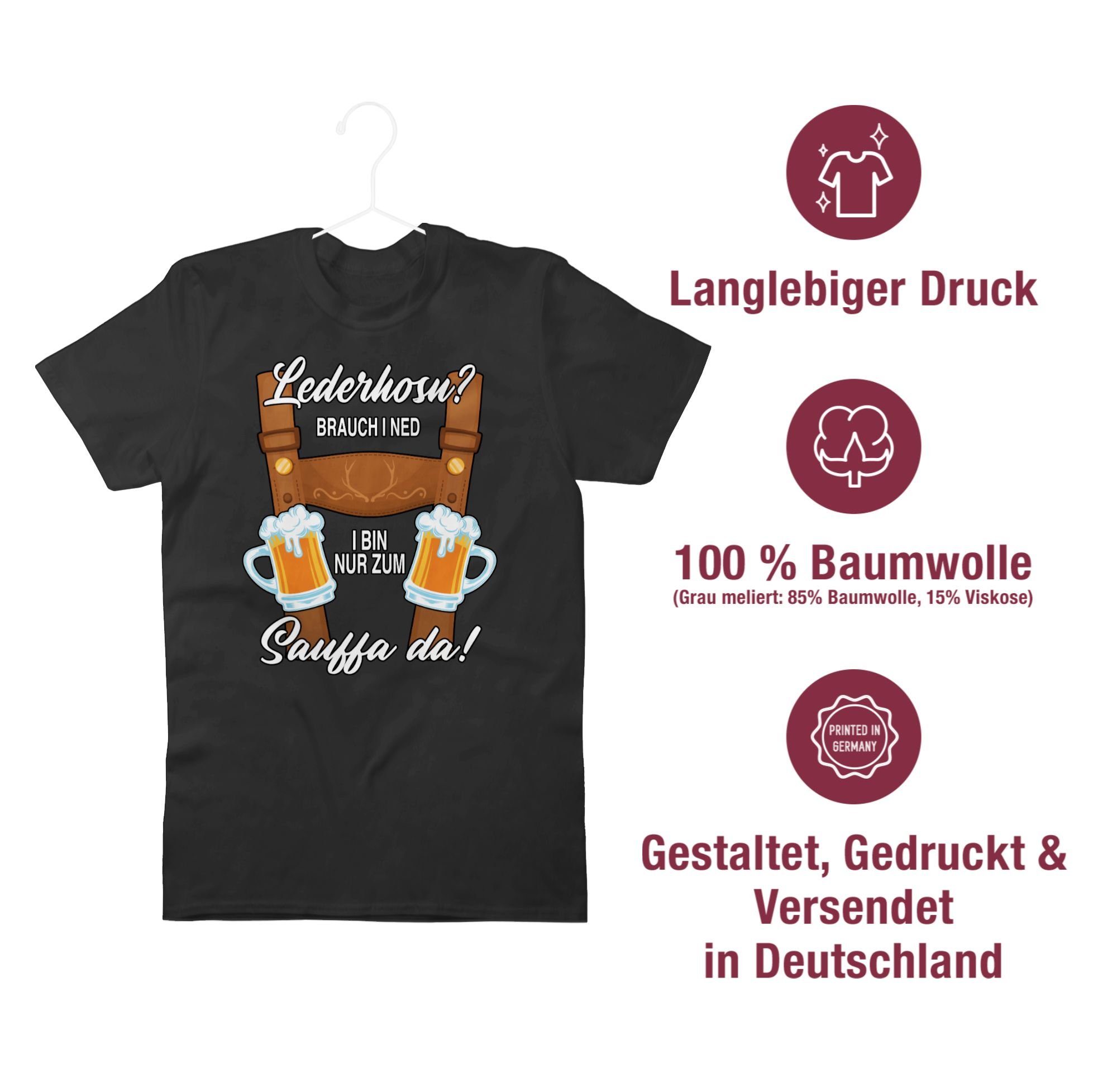 Shirtracer T-Shirt Trachten Outfit Sauffa Mode 01 Lausbub für Herren Oktoberfest Lederhose Schwarz