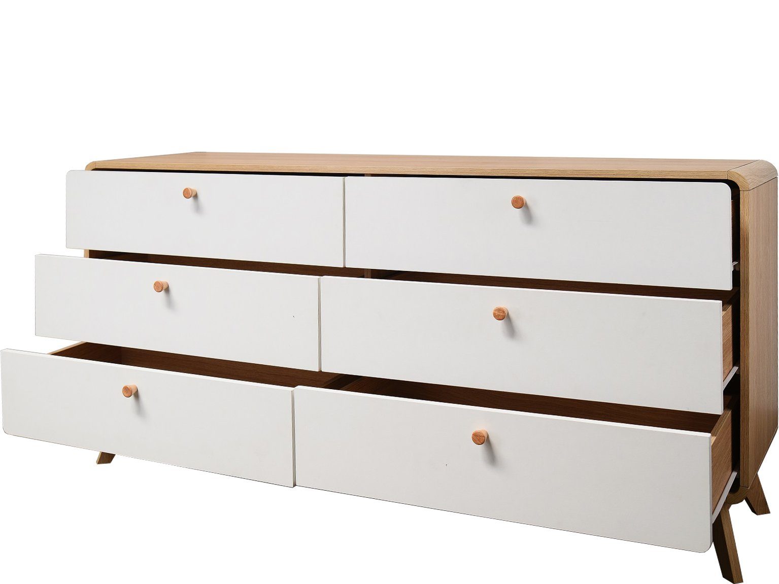 loft24 Kommode Caitlin, Sideboard, Schubladenschrank, 6 Schubladen, Skandinavisches Design