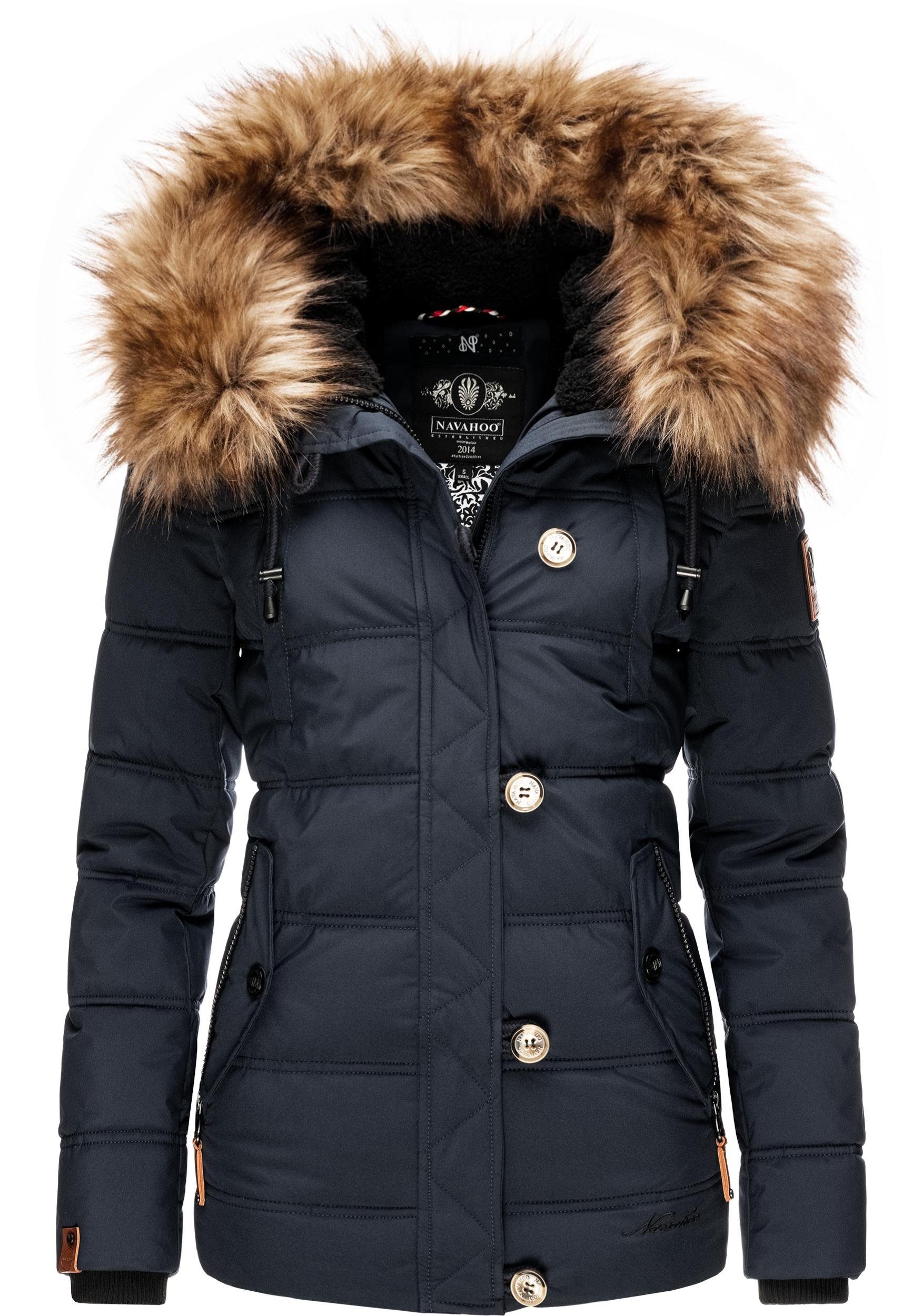 Navahoo Winterjacke Zoja stylische Steppjacke mit Kunstpelz Kapuze