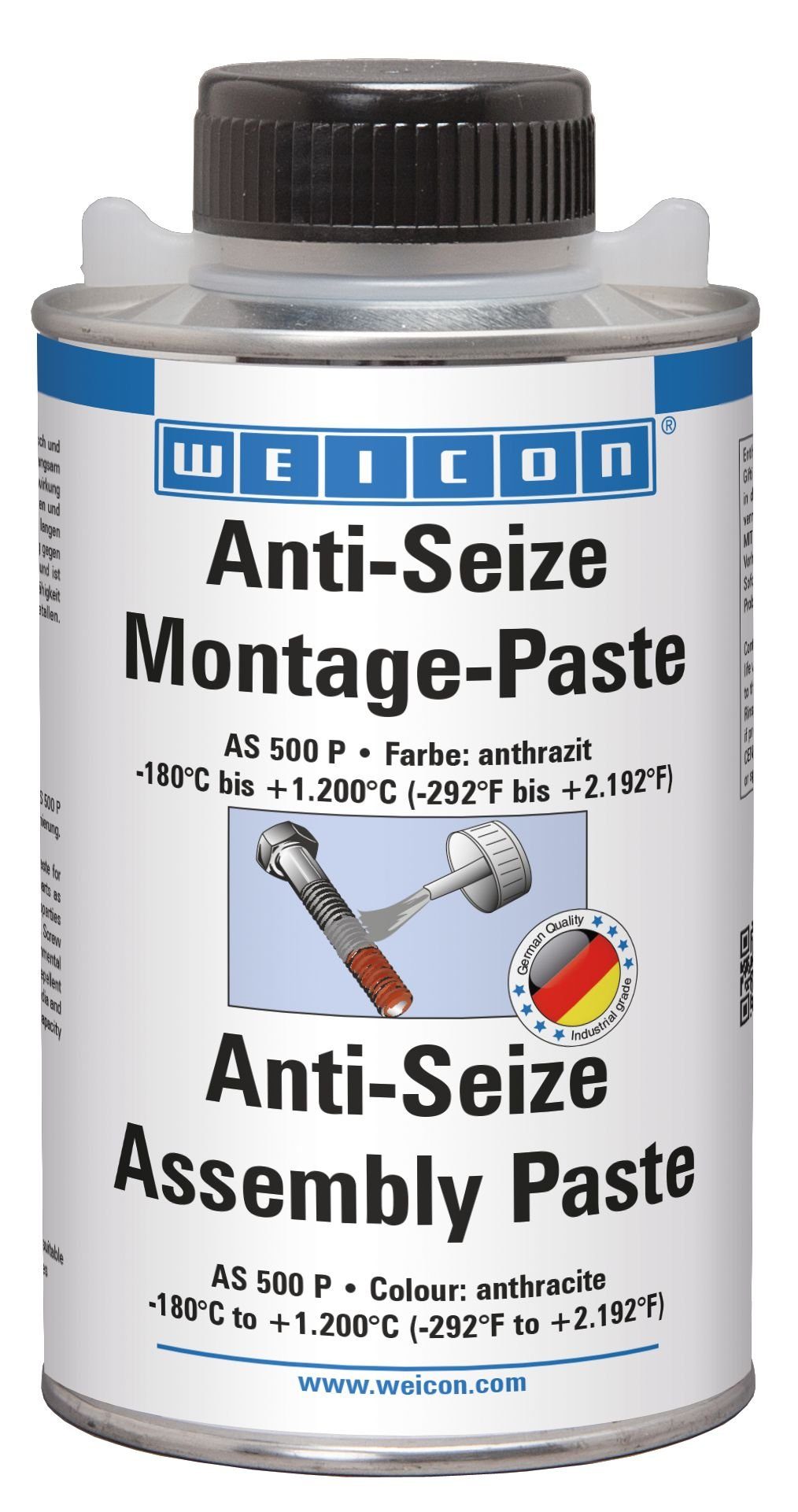 WEICON Montagepaste Anti-Seize Montagepaste, Schmier- und Trennmittelpaste, 500 g, Schutz-, Trenn- und Schmierstoff