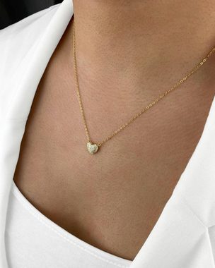 DANIEL CLIFFORD Herzkette 'Maria' Damen Halskette 18 Karat vergoldet mit Anhänger Herz (inkl. Verpackung), 45cm filigrane aus 925 Silber vergoldet mit Herz Anhänger