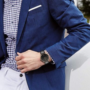 BEN NEVIS für Herren Flache Analog Quarz Datumsanzeiger Watch, Klassisch Mode Wasserdicht Armbanduhr mit Leder Armband