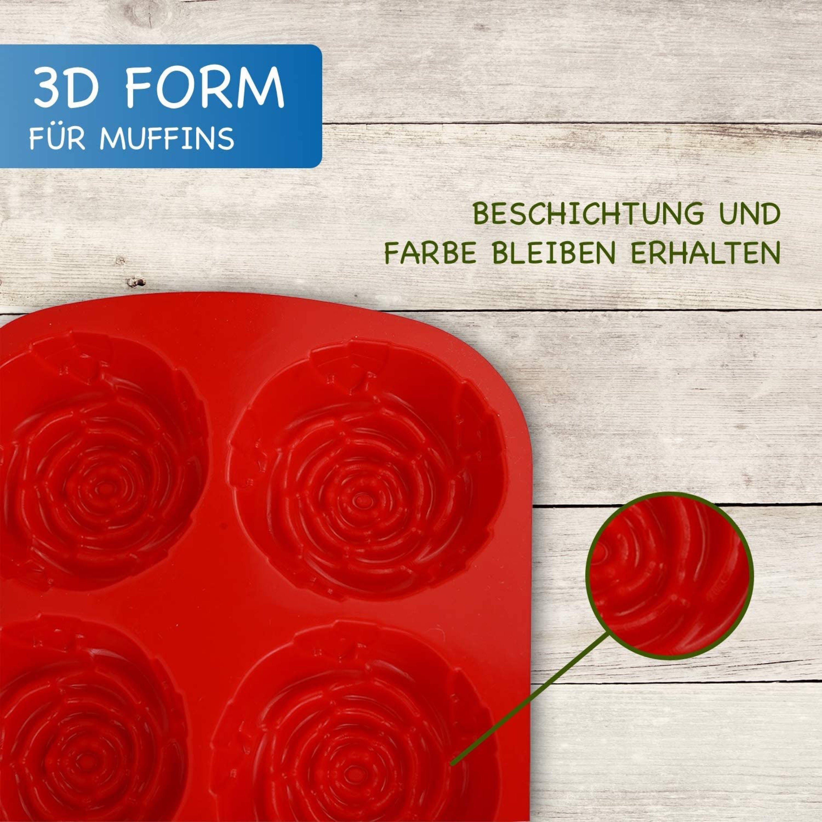wisefood Silikonform 1-tlg., Silikonform Rosen - rot 24,5x16x3,5cm - 1 Form, (1-tlg)