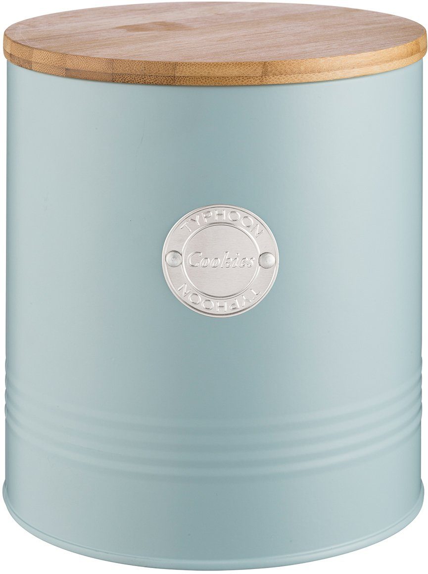 Liter, mit Bambusdeckel Living, pastellblau Stahl, Typhoon Bambus, Keksdose (1-tlg), 3,4
