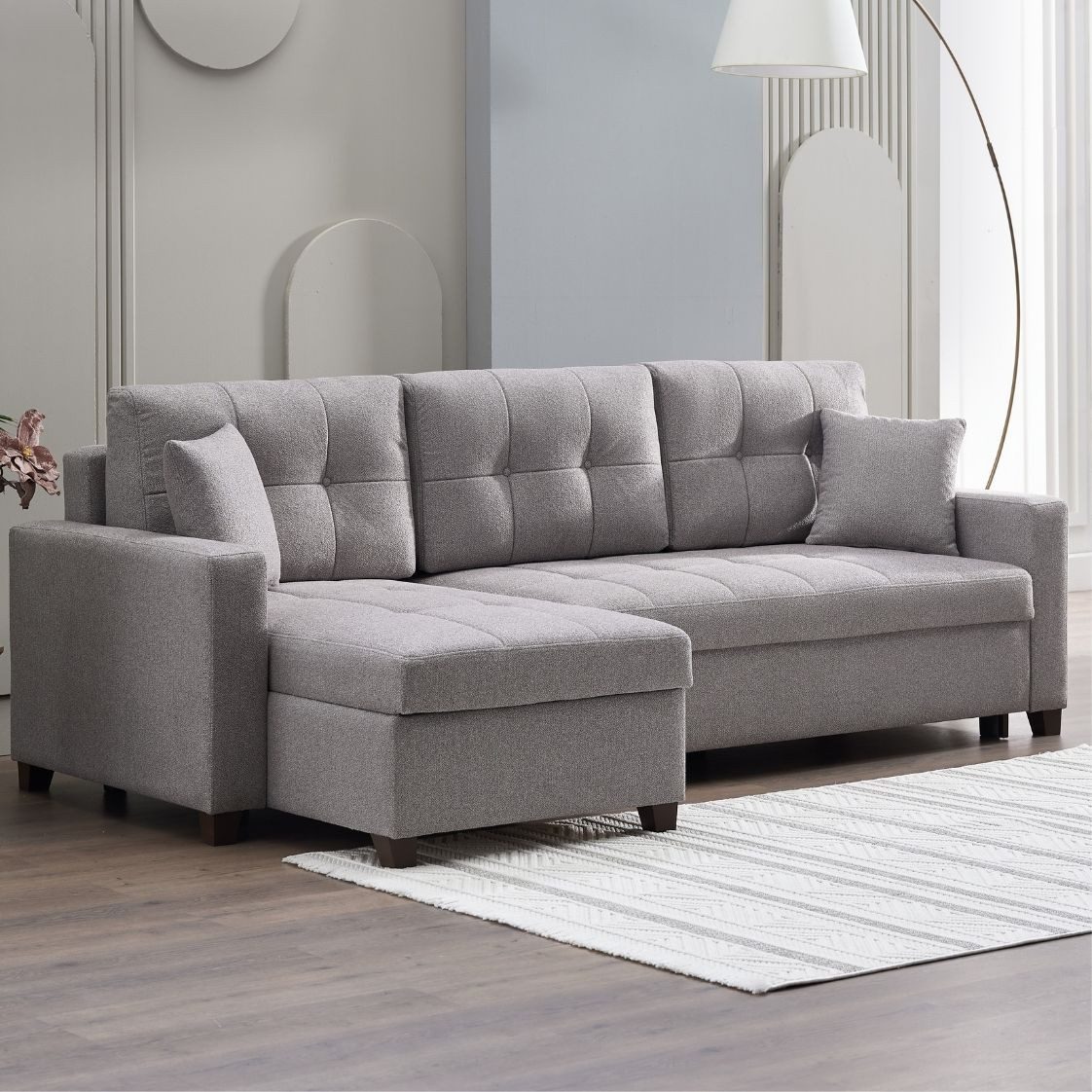 ARGAHOME Ecksofa Mocca Ecksofa mit Schlaffunktion & Stauraum, 5 Kissen inc, günstig online kaufen