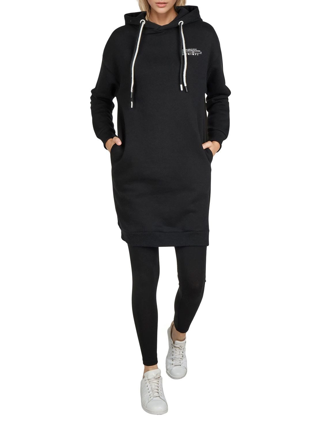 DENIMFY Sweatkleid Damen Kapuzenpullover DFAnna Oversize Freizeitkleid mit Kapuze