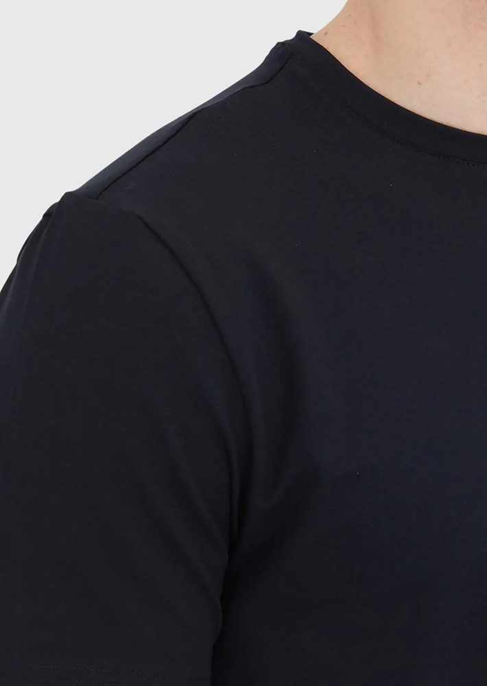 RAMSEY T-Shirt Schwarzes, schlichtes T-Shirt mit Rundhalsausschnitt aus Baumwollmisch