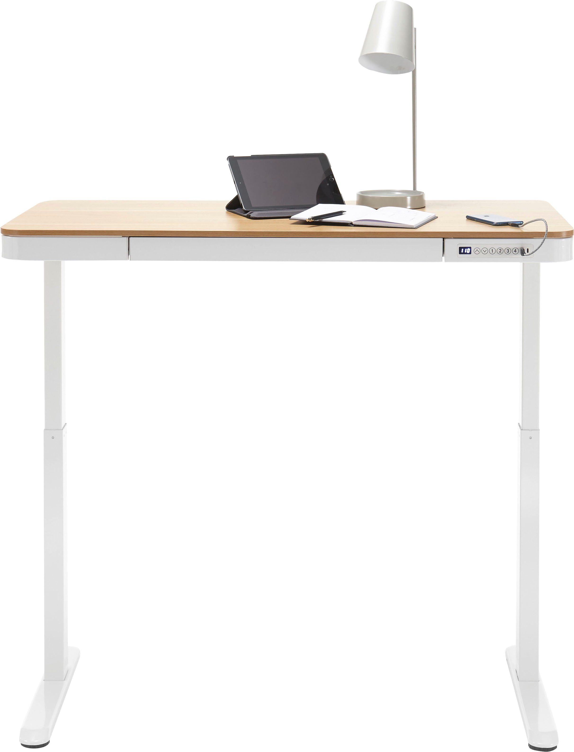 MCA furniture Schreibtisch höhenverstellbar Braun von 72-122 cm cm, 120 Breite | elektrisch Barco, Braun
