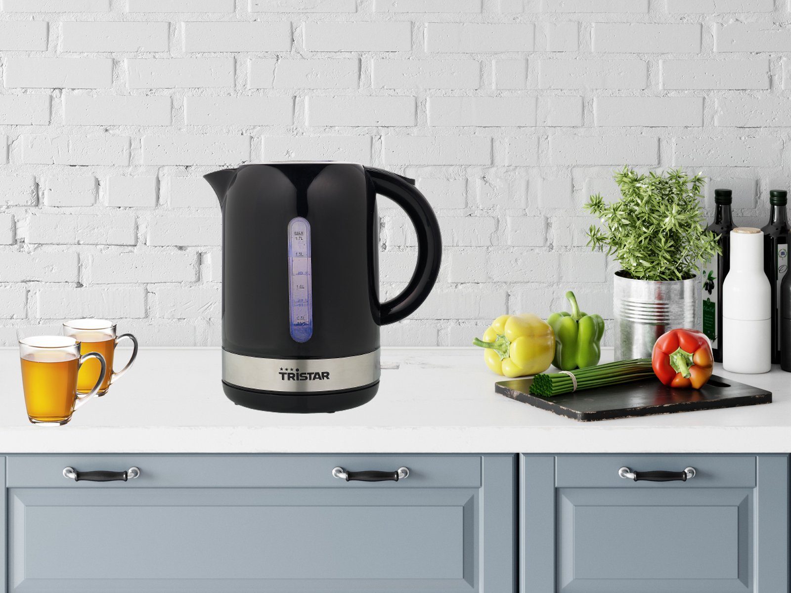 Tristar Wasserkocher, 1.7 l, 2200 W, ohne Kabel elektrischer Tee Heißwasserbereiter schnell & leise