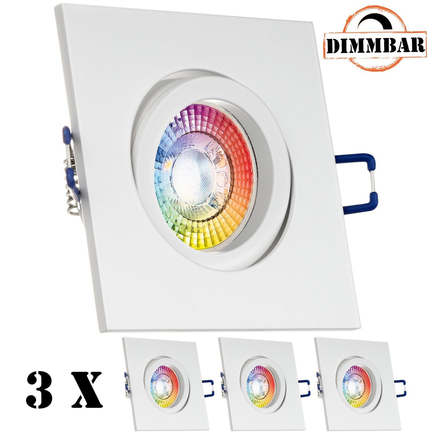 in 3er Einbaustrahler extra LED matt LEDANDO weiß mit LED von Set flach Einbaustrahler 3W LED RGB