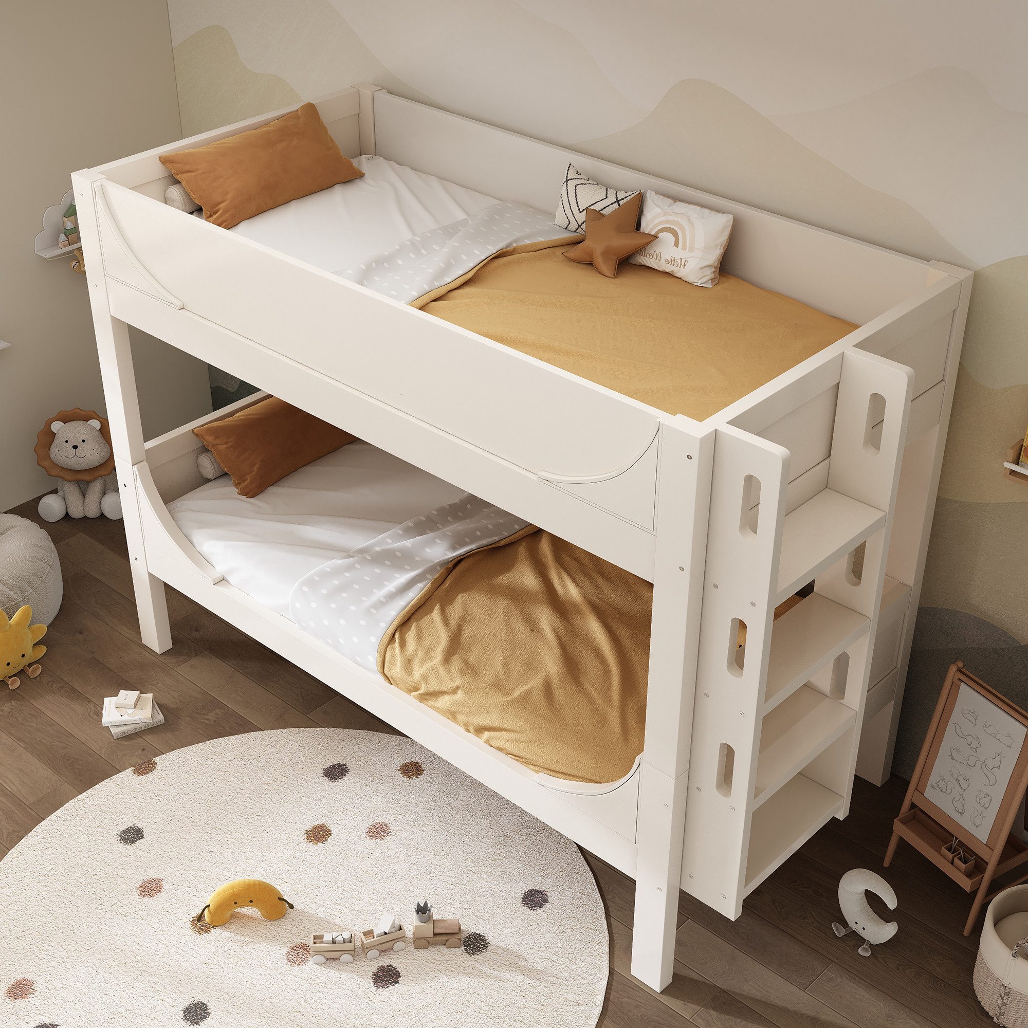 HAUSS SPOLE Hochbett 90x200 mit Leiter,Trennbares Holzbett Kinderbett mit L günstig online kaufen