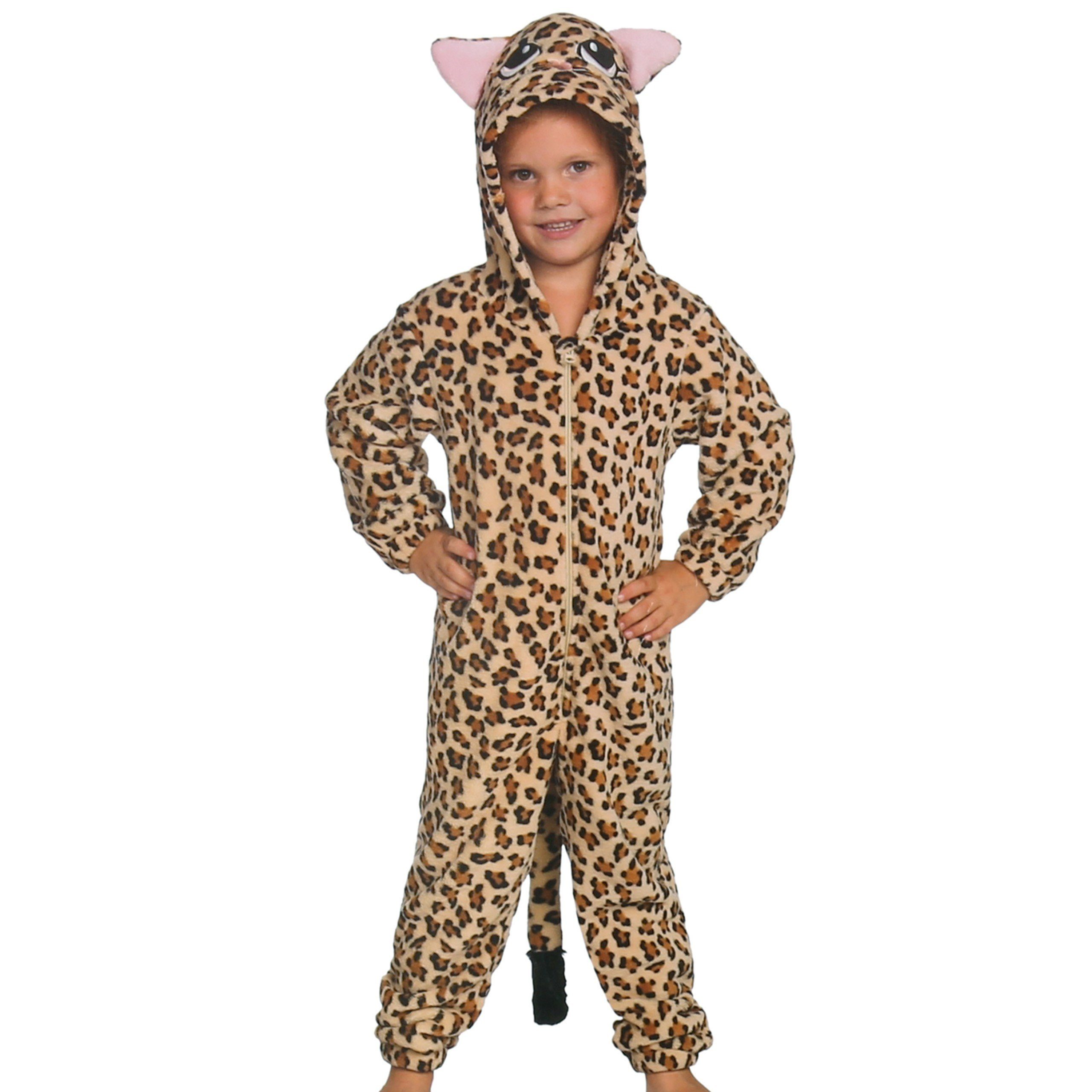 Sarcia.eu Schlafanzug Panther Fleece-Schlafanzug, Einteiler mit Kapuze 7-8 Jahre