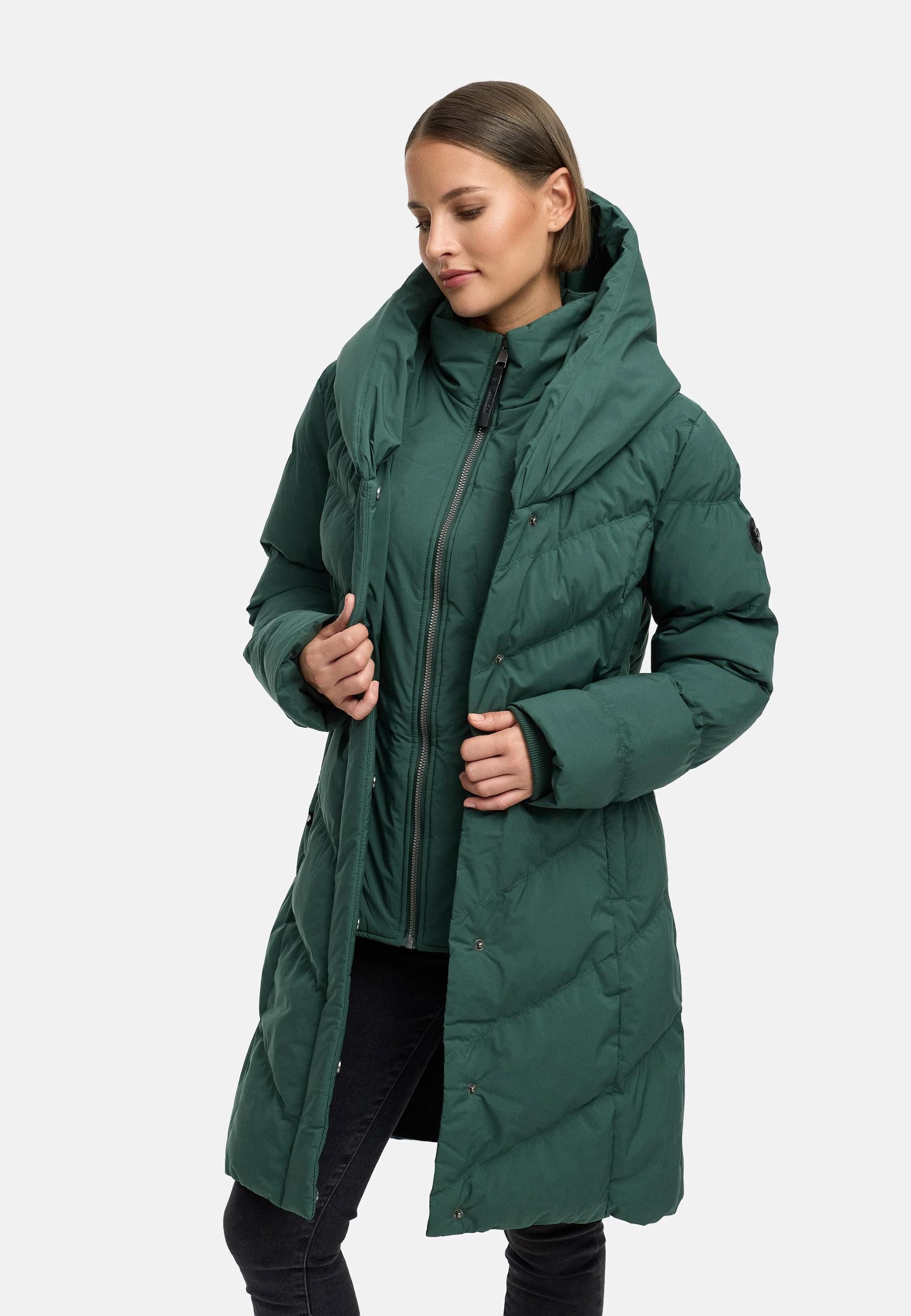 Ragwear Steppmantel Natalka Soft YOUMODO Warmer Wintermantel mit hohem Kragen und Kapuze