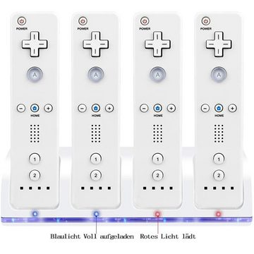 GelldG Wii-Ladestation 4 in 1 Controller-Ladestation für Fernbedienung Weiß Wii-Controller
